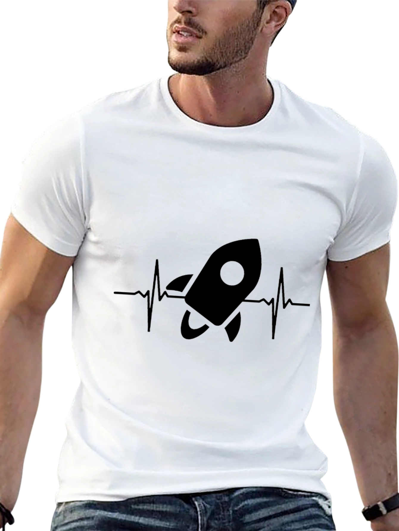 Rocket Heartbeat Graphic T-Shirt - Black