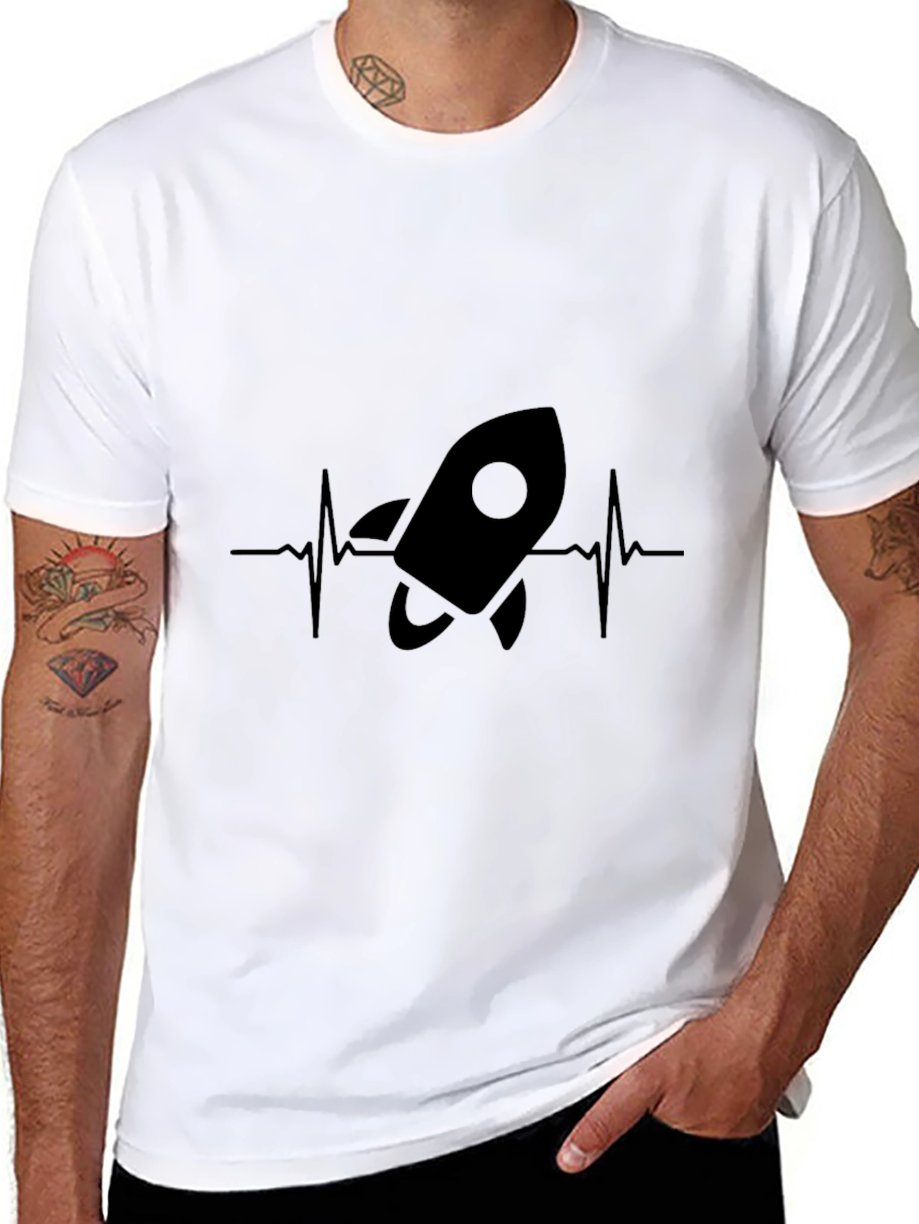 Rocket Heartbeat Graphic T-Shirt - Black