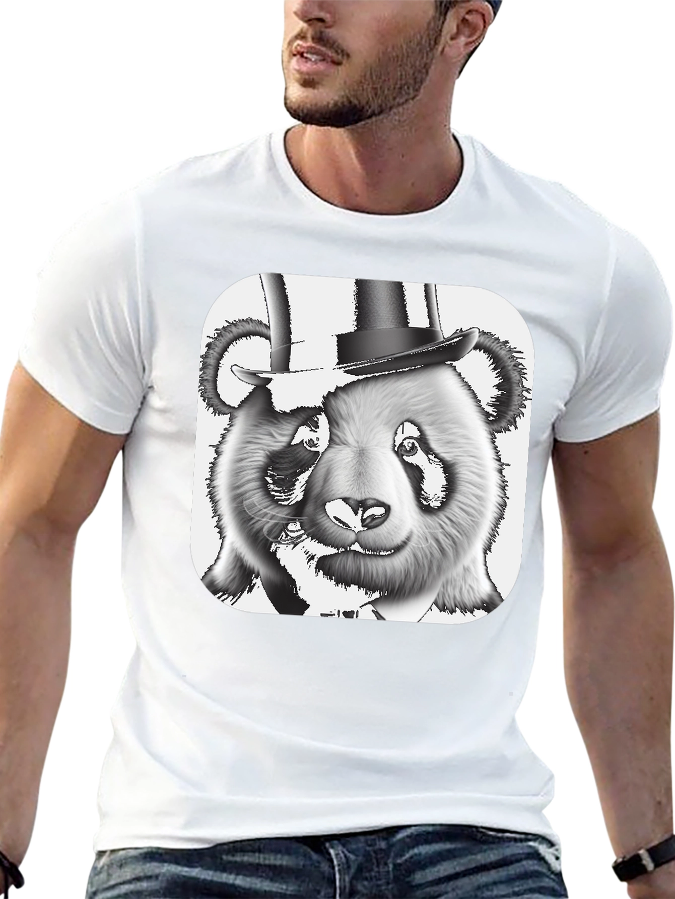 Panda Bear Top Hat T-Shirt - Stylish Graphic Tee