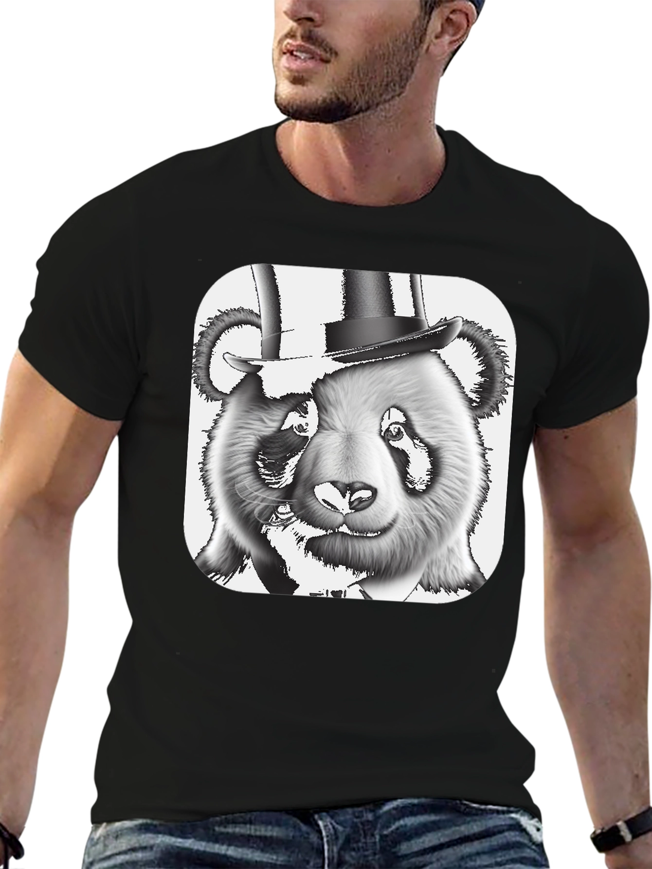 Panda Bear Top Hat T-Shirt - Stylish Graphic Tee