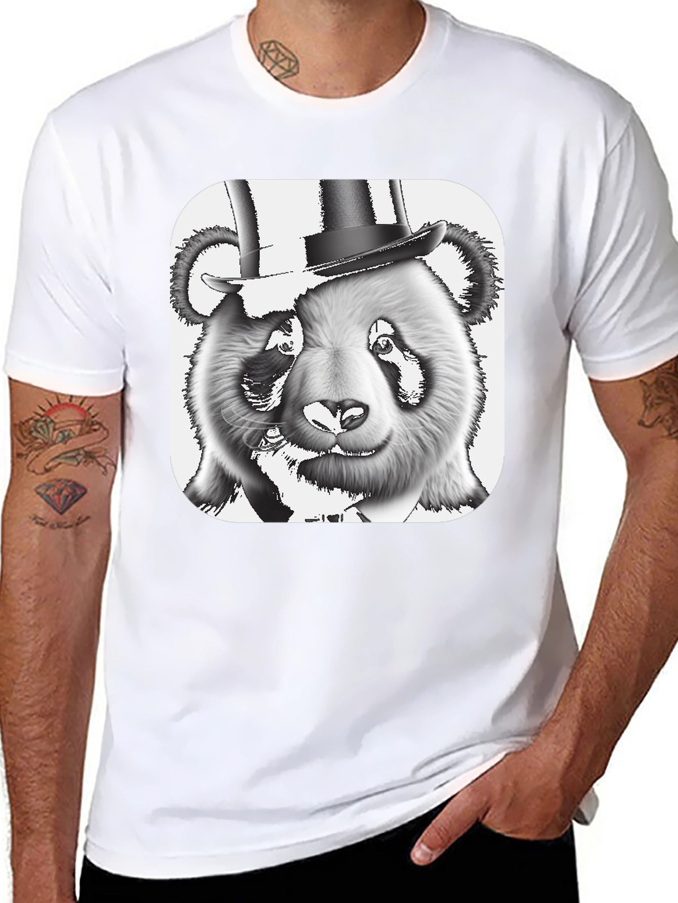 Panda Bear Top Hat T-Shirt - Stylish Graphic Tee