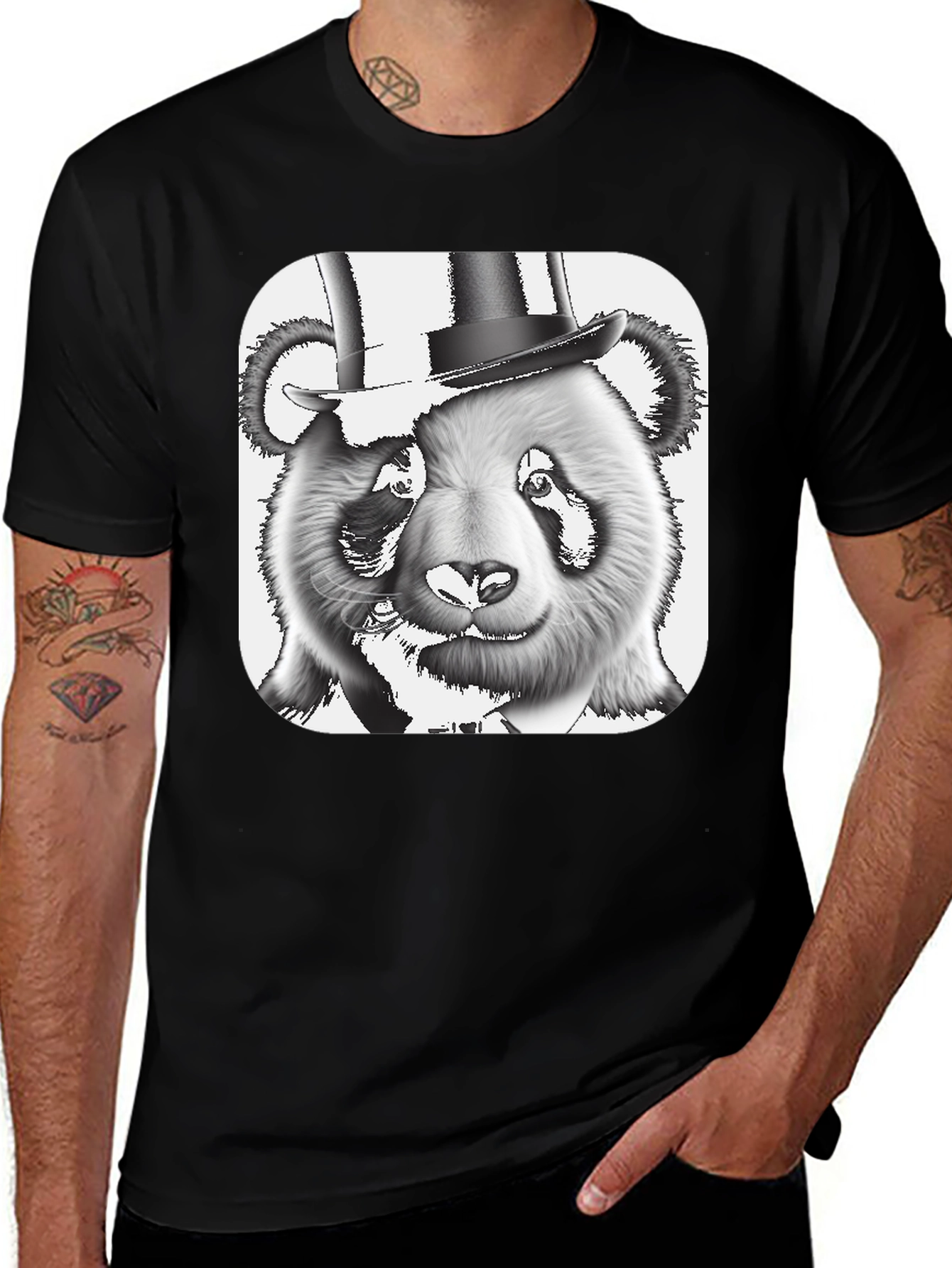 Panda Bear Top Hat T-Shirt - Stylish Graphic Tee