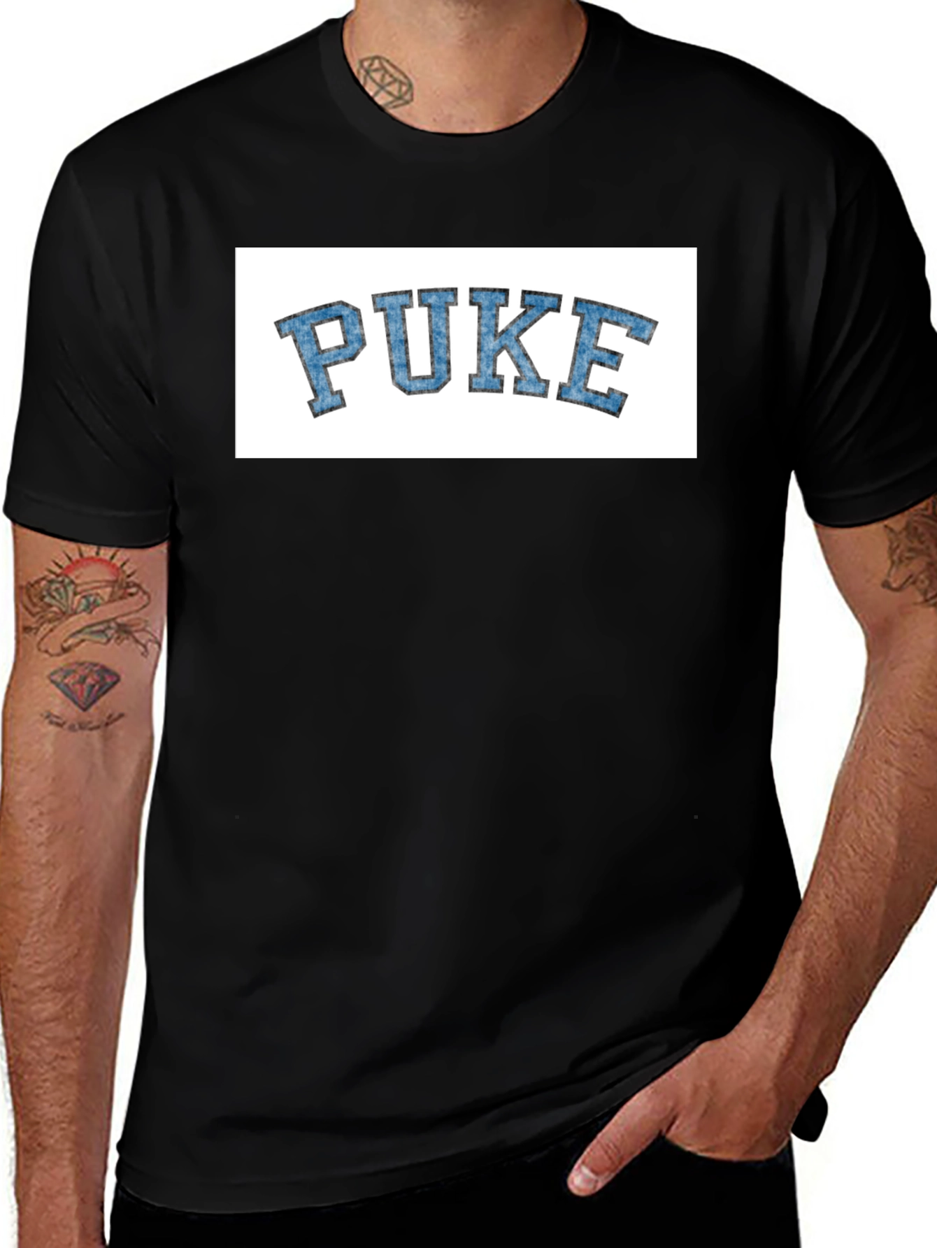 Novelty PUKE Graphic Tee - College Style