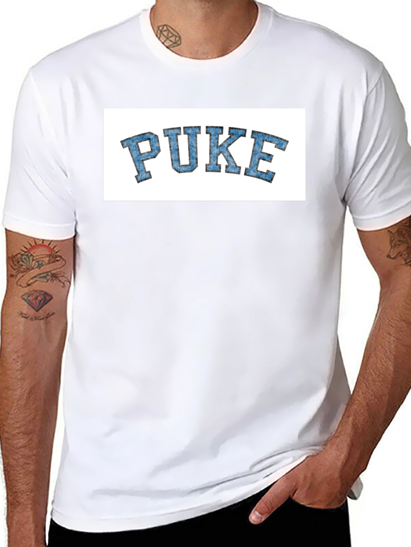 Novelty PUKE Graphic Tee - College Style