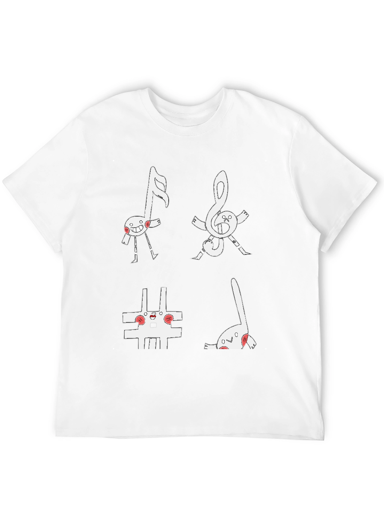 Musical Note Character Black T-Shirt