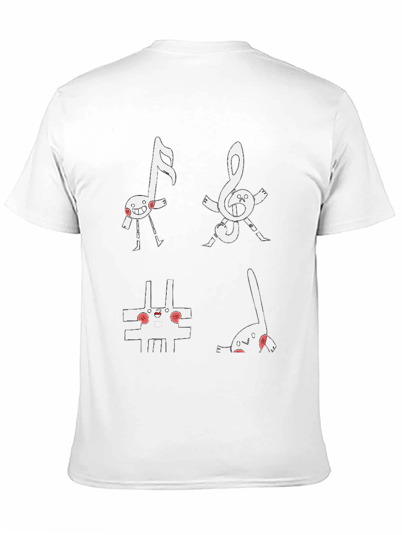 Musical Note Character Black T-Shirt