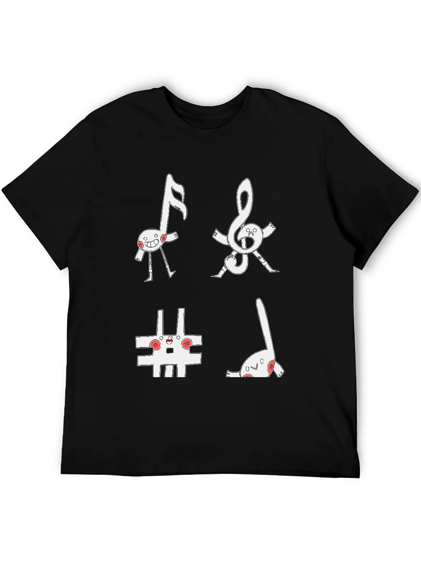 Musical Note Character Black T-Shirt