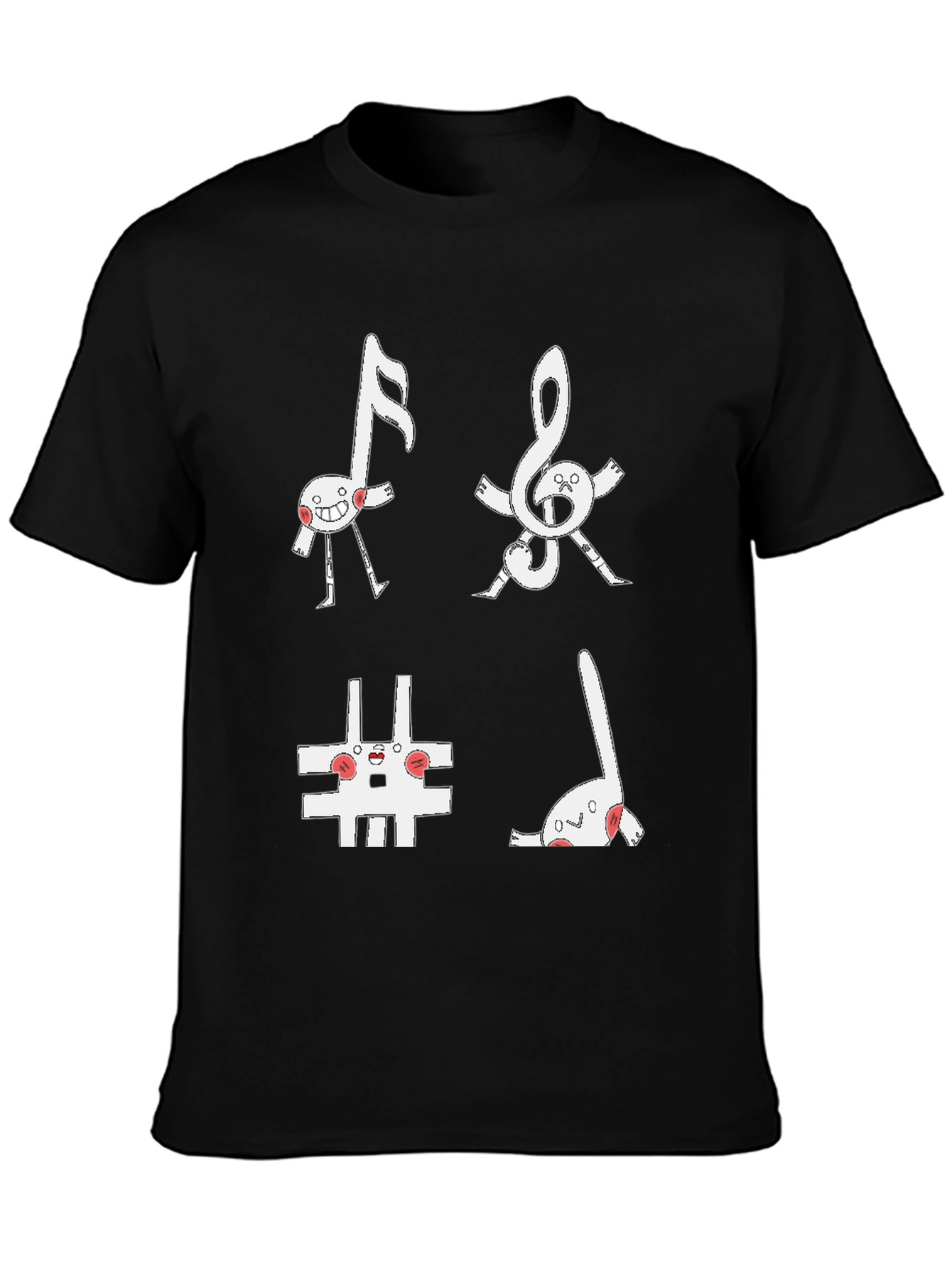 Musical Note Character Black T-Shirt