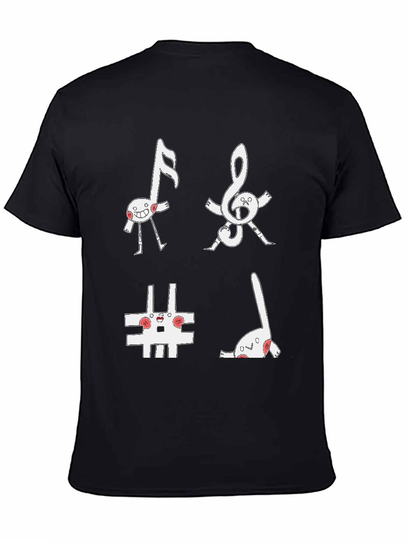 Musical Note Character Black T-Shirt