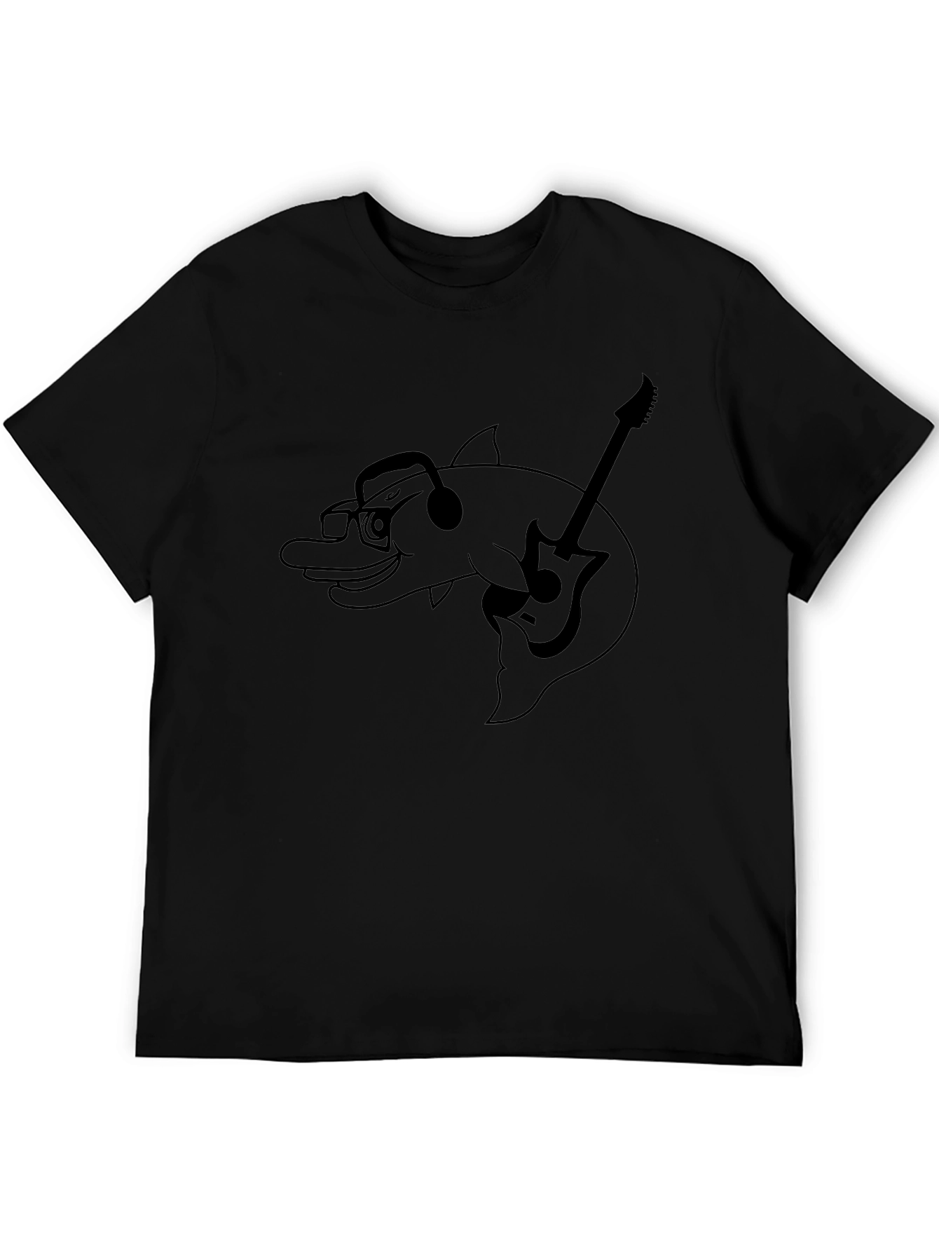 Cool Dolphin Guitarist Graphic Tee