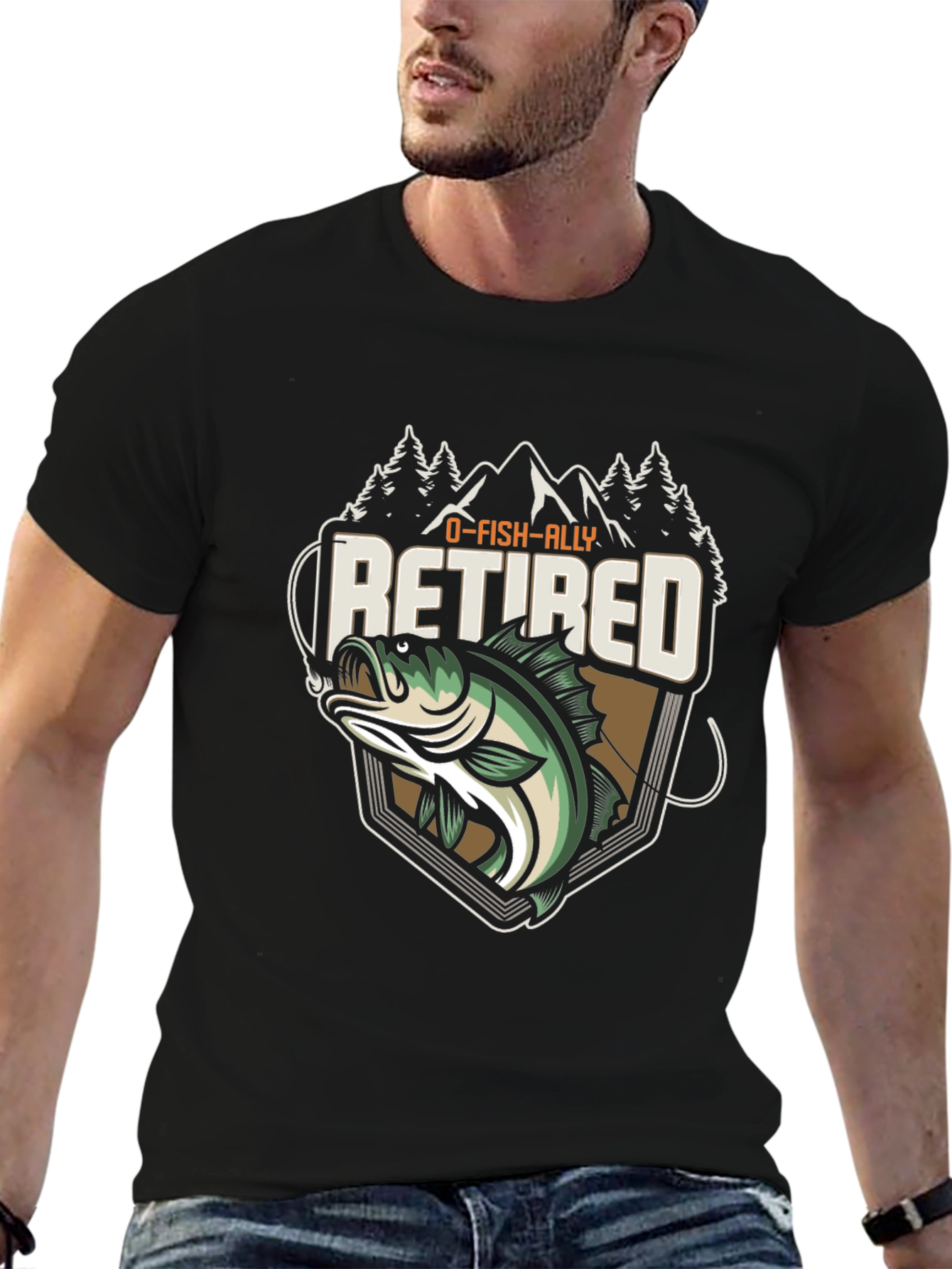 O-FISH-ALLY Retired Fishing T-Shirt - Bass Graphic Tee