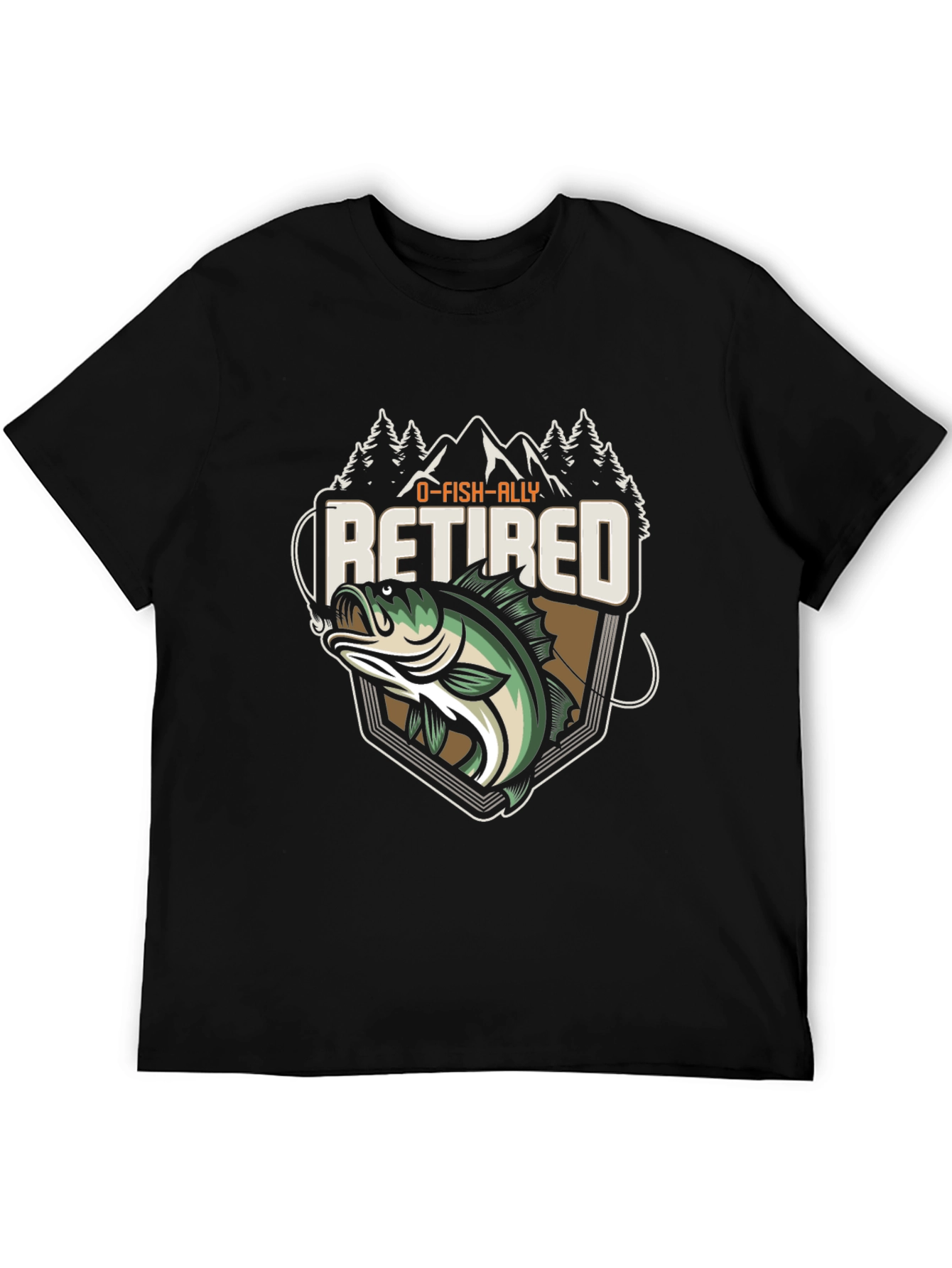 O-FISH-ALLY Retired Fishing T-Shirt - Bass Graphic Tee