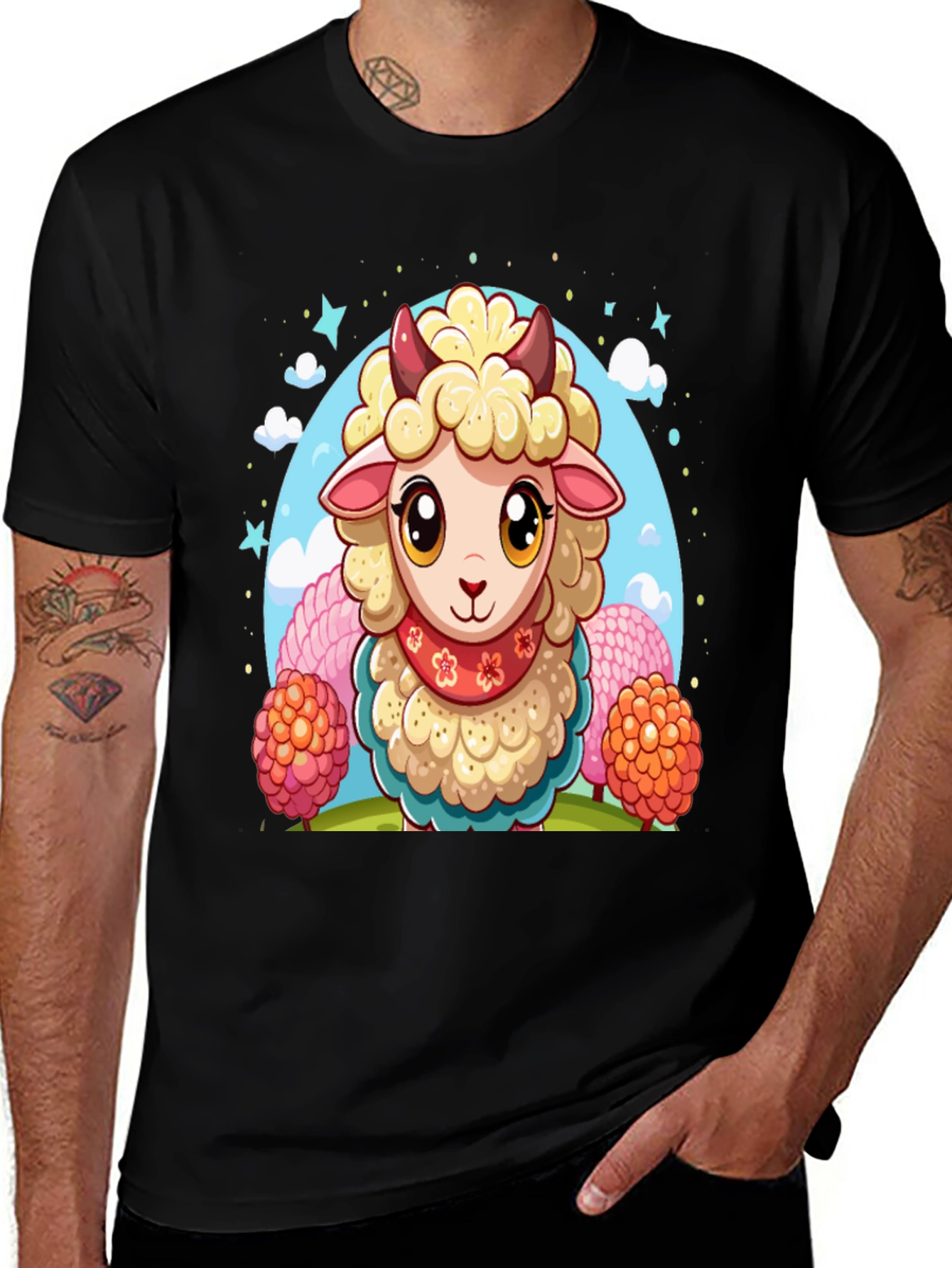 Cute Sheep Cartoon Graphic Tee