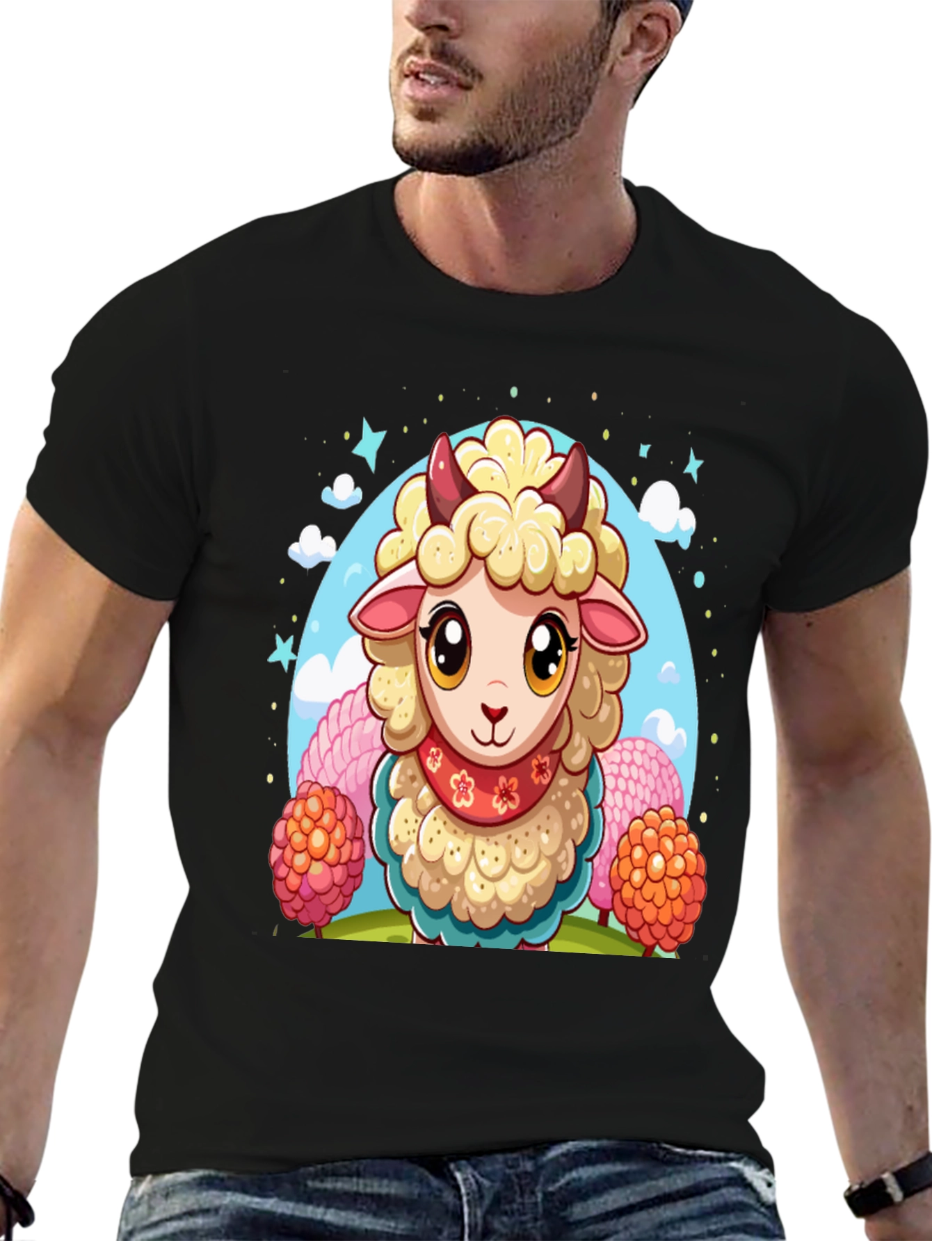 Cute Sheep Cartoon Graphic Tee
