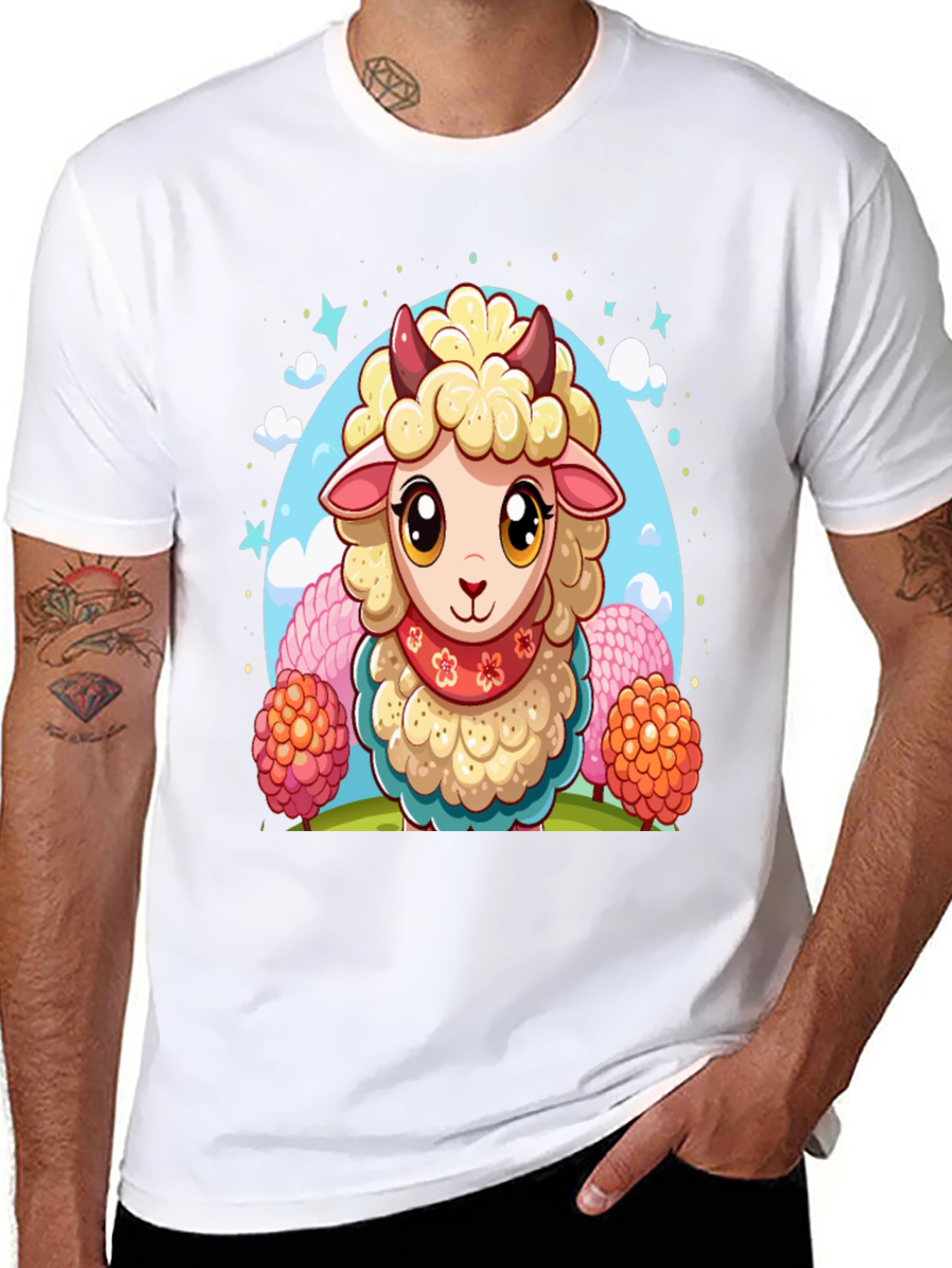 Cute Sheep Cartoon Graphic Tee