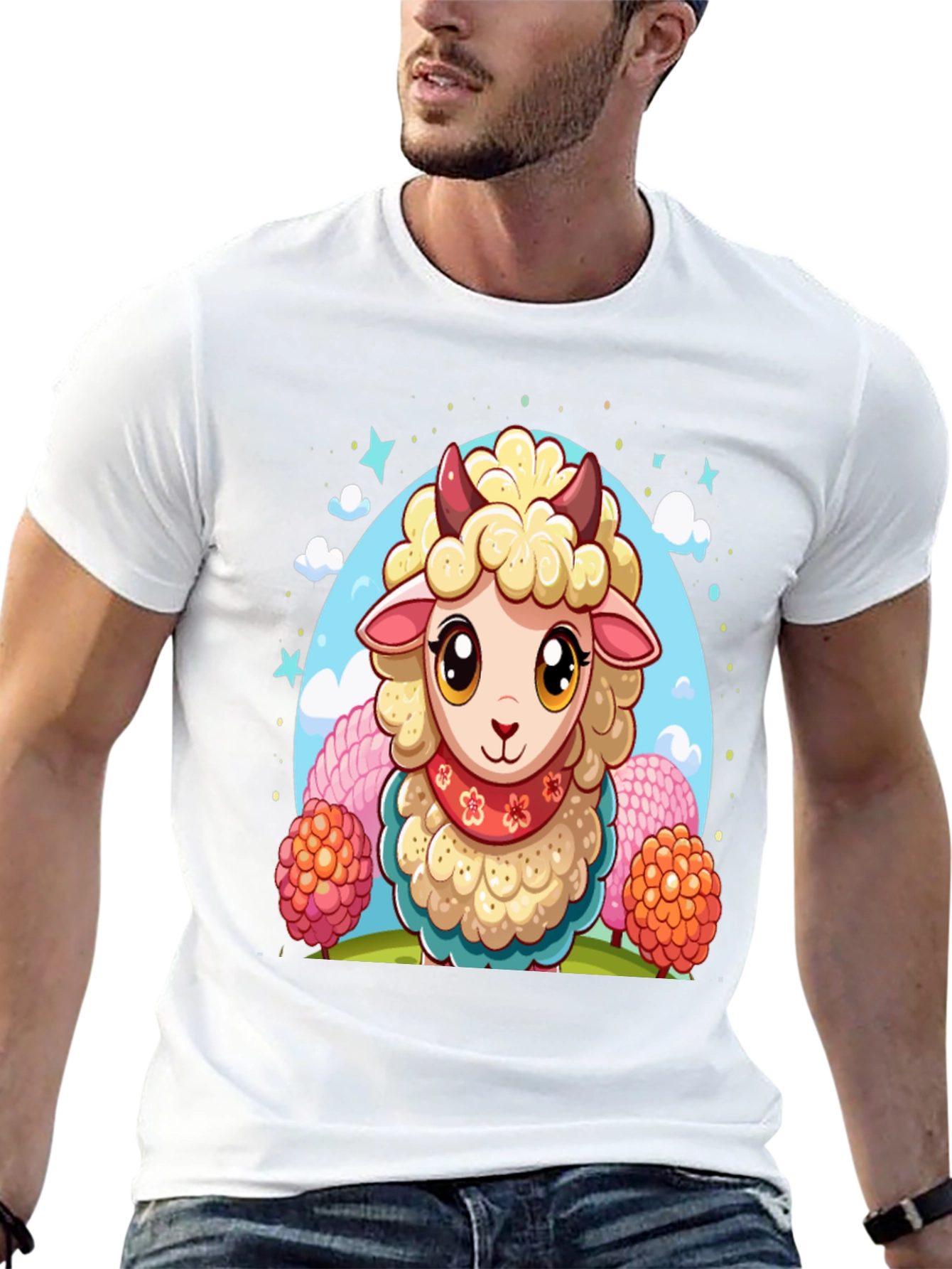 Cute Sheep Cartoon Graphic Tee
