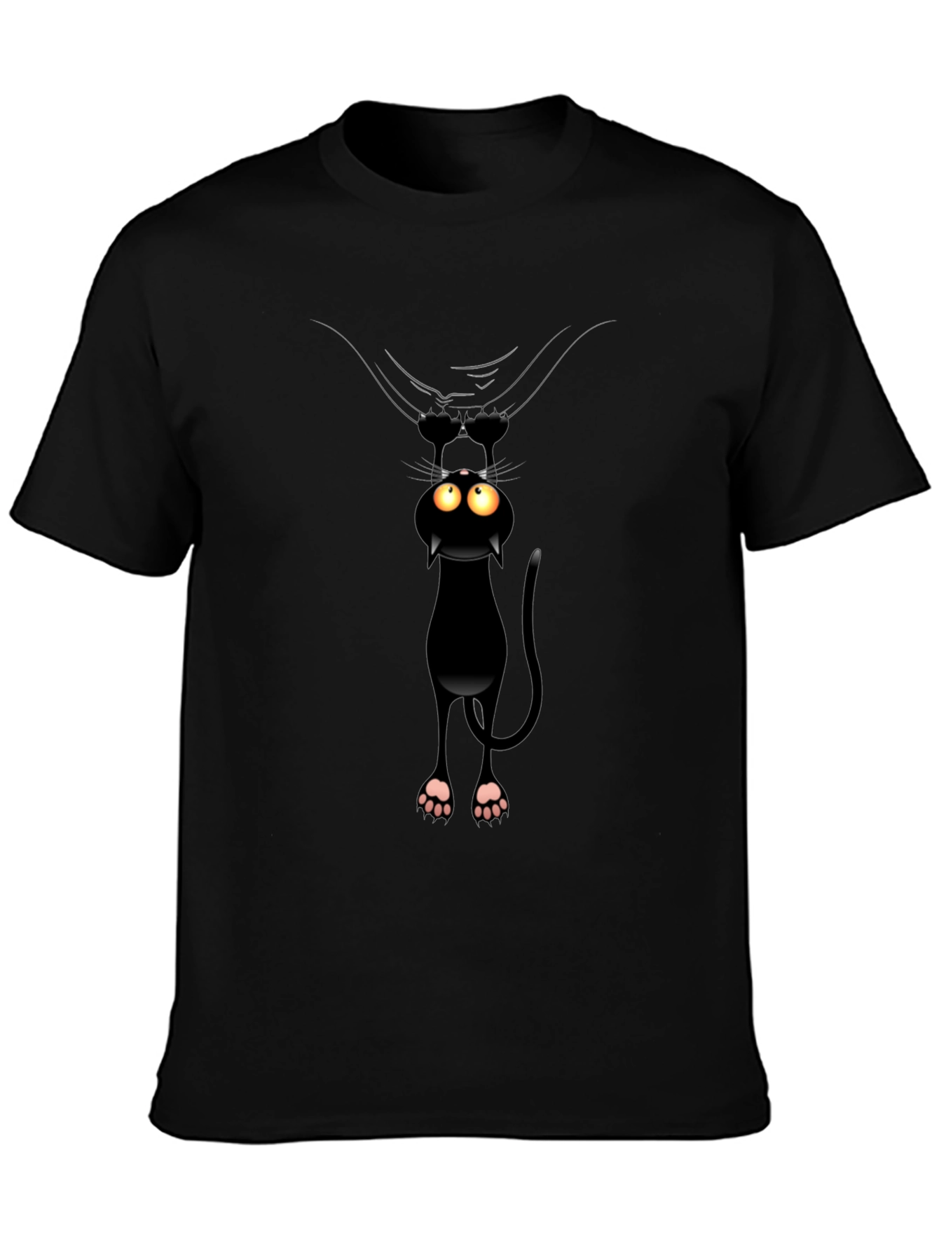 Funny Cat Hanging T-Shirt - Black Cotton Tee
