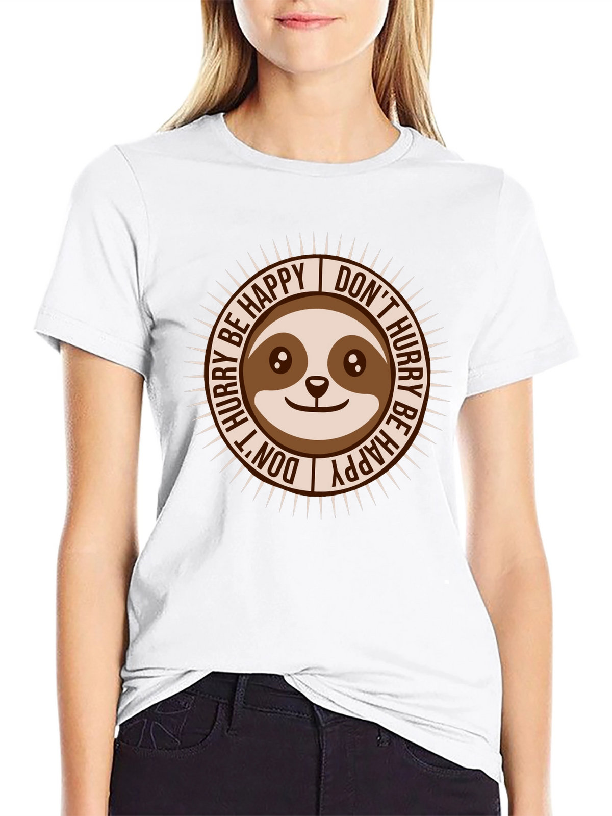 Sloth Dont Hurry Be Happy Graphic T-Shirt