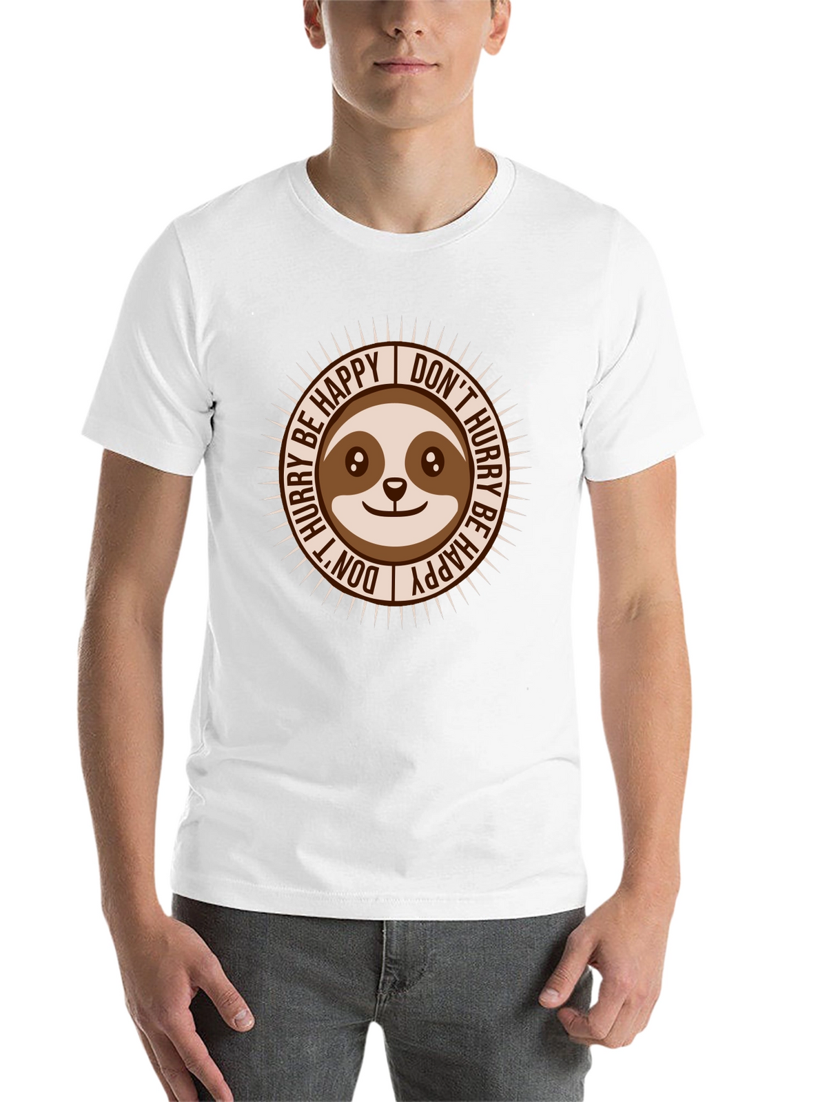 Sloth Dont Hurry Be Happy Graphic T-Shirt