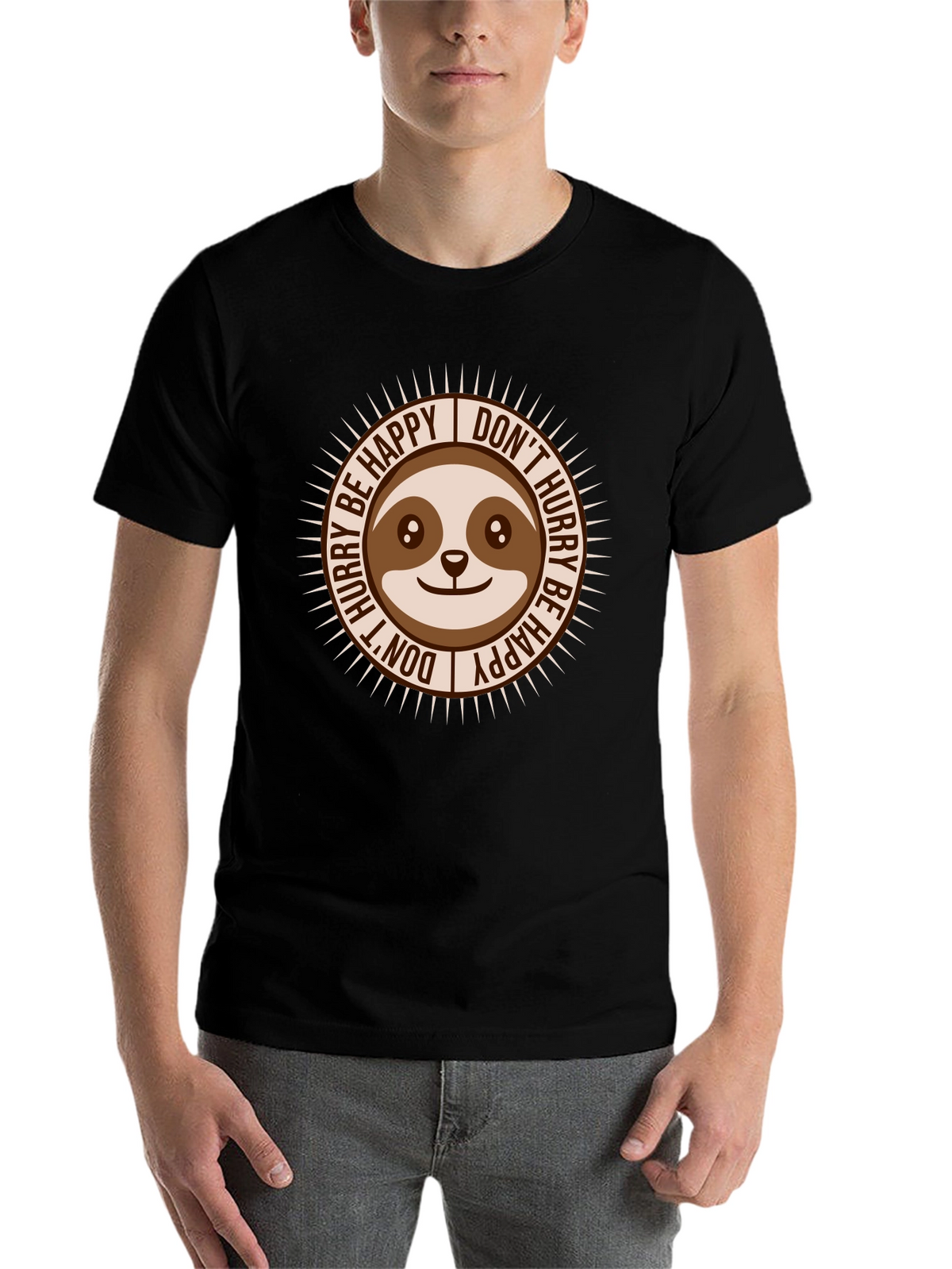 Sloth Dont Hurry Be Happy Graphic T-Shirt