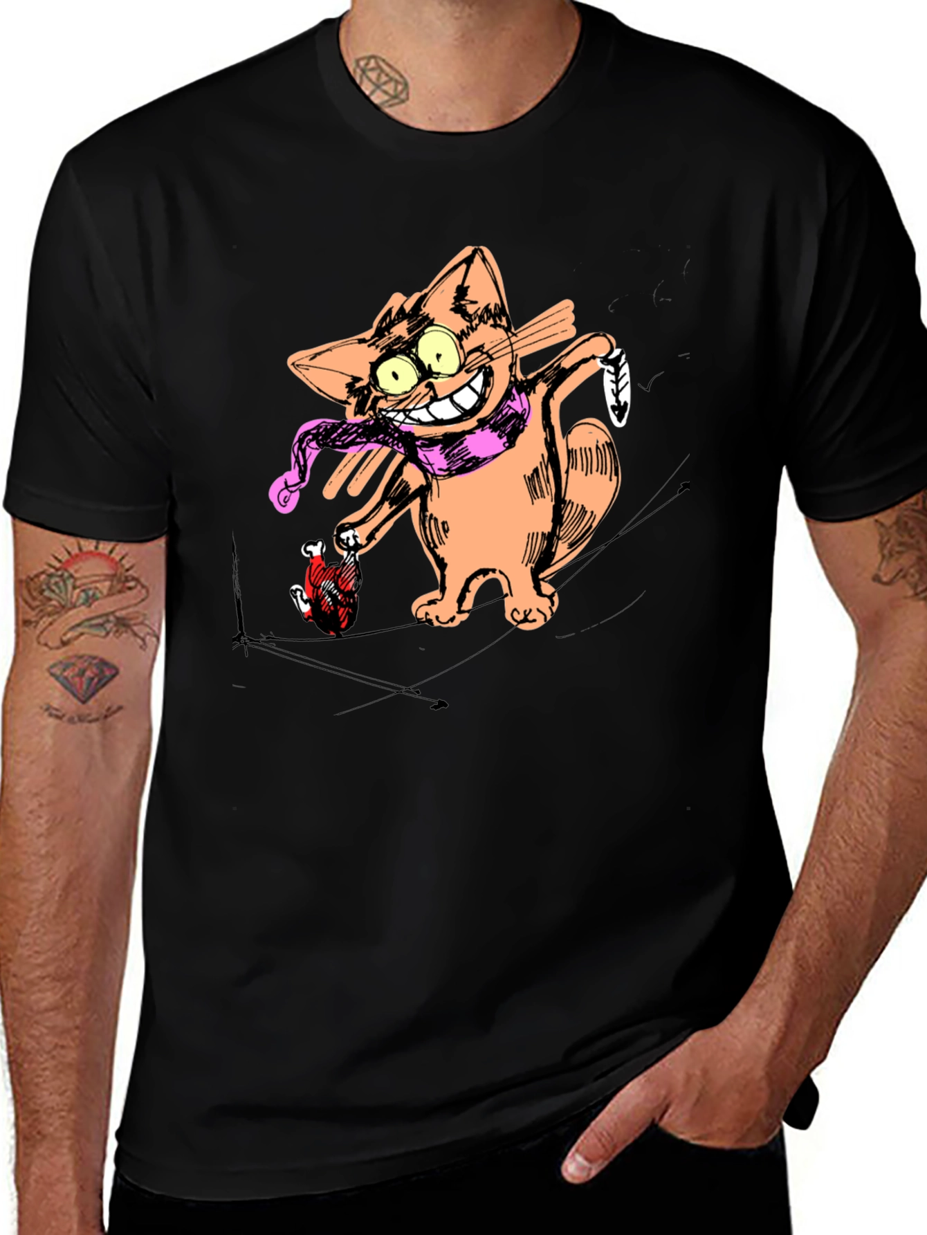 Cartoon Cat Graphic Tee