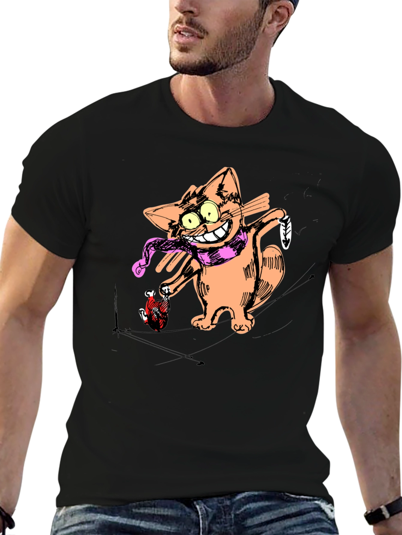 Cartoon Cat Graphic Tee