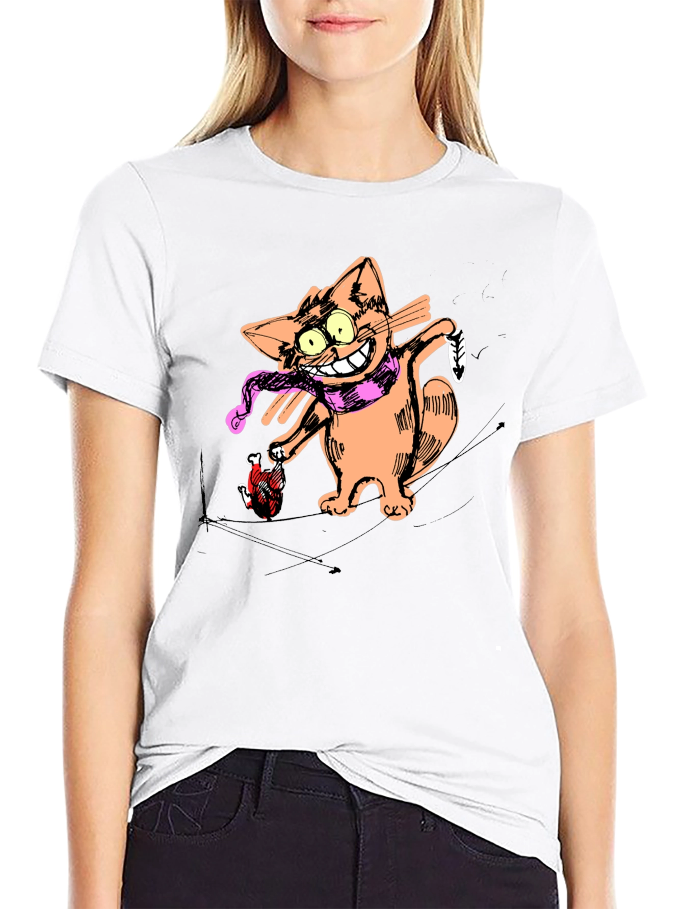 Cartoon Cat Graphic Tee