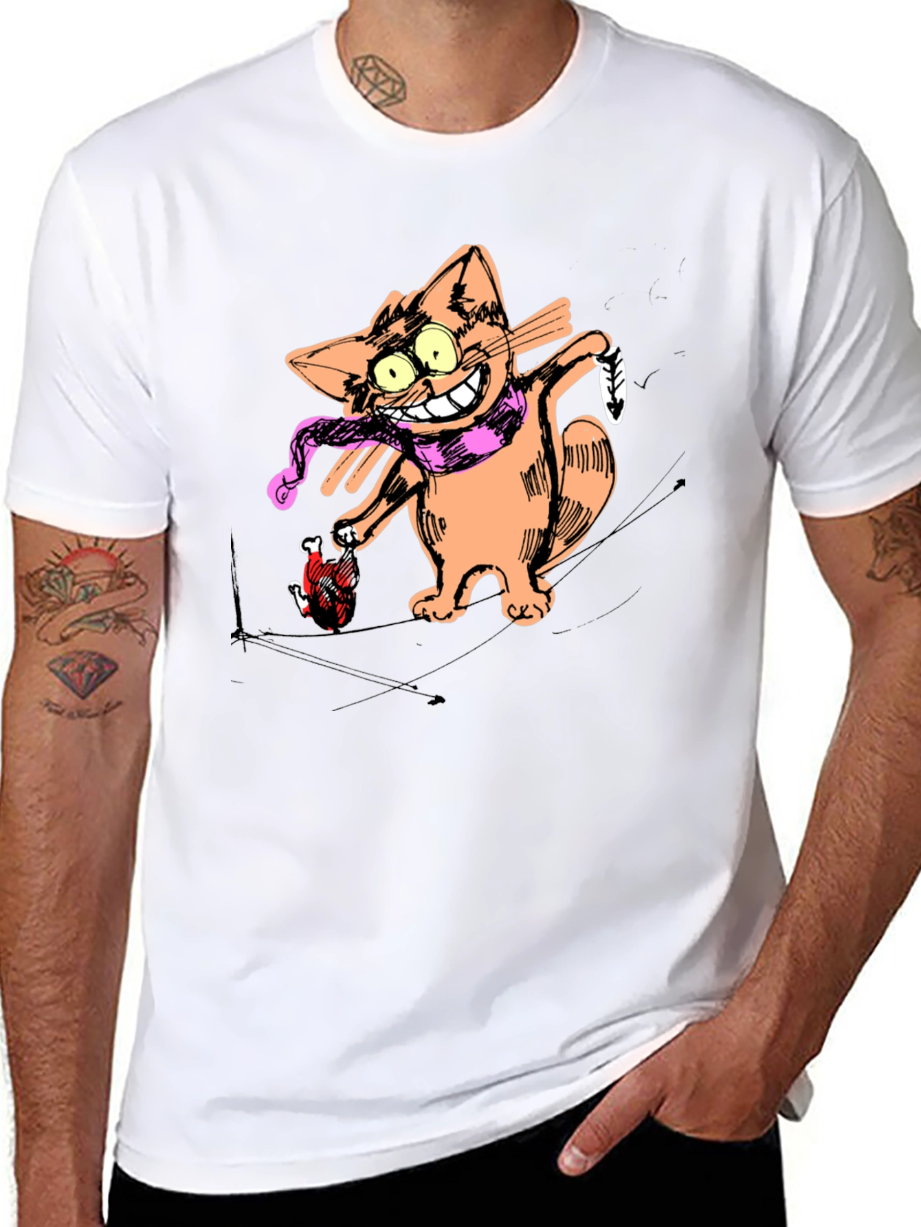 Cartoon Cat Graphic Tee