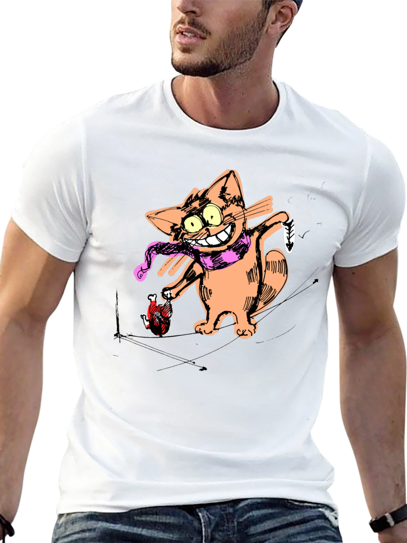 Cartoon Cat Graphic Tee