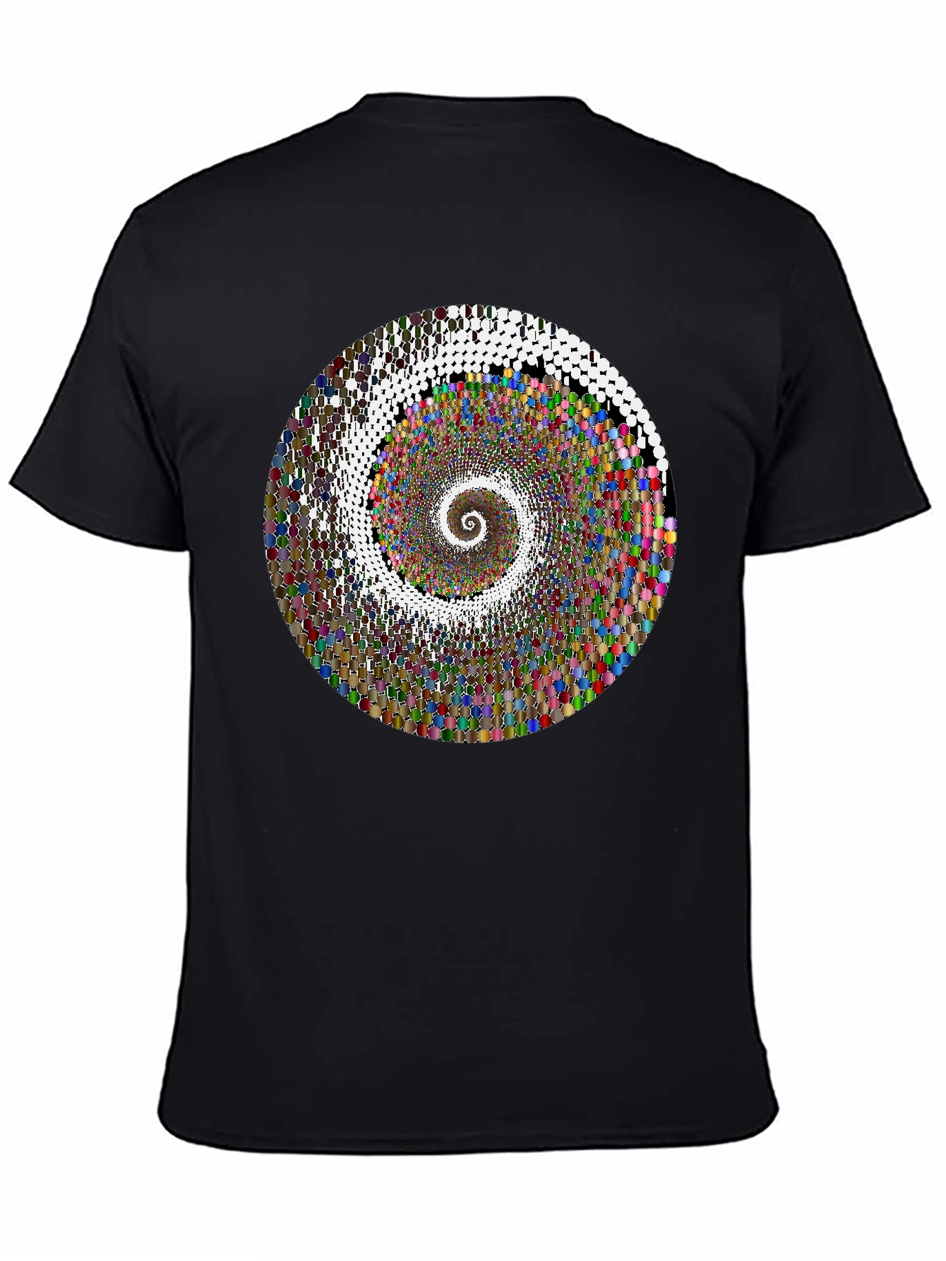 Hypnotic Spiral Graphic T-Shirt - Black Crew Neck Tee