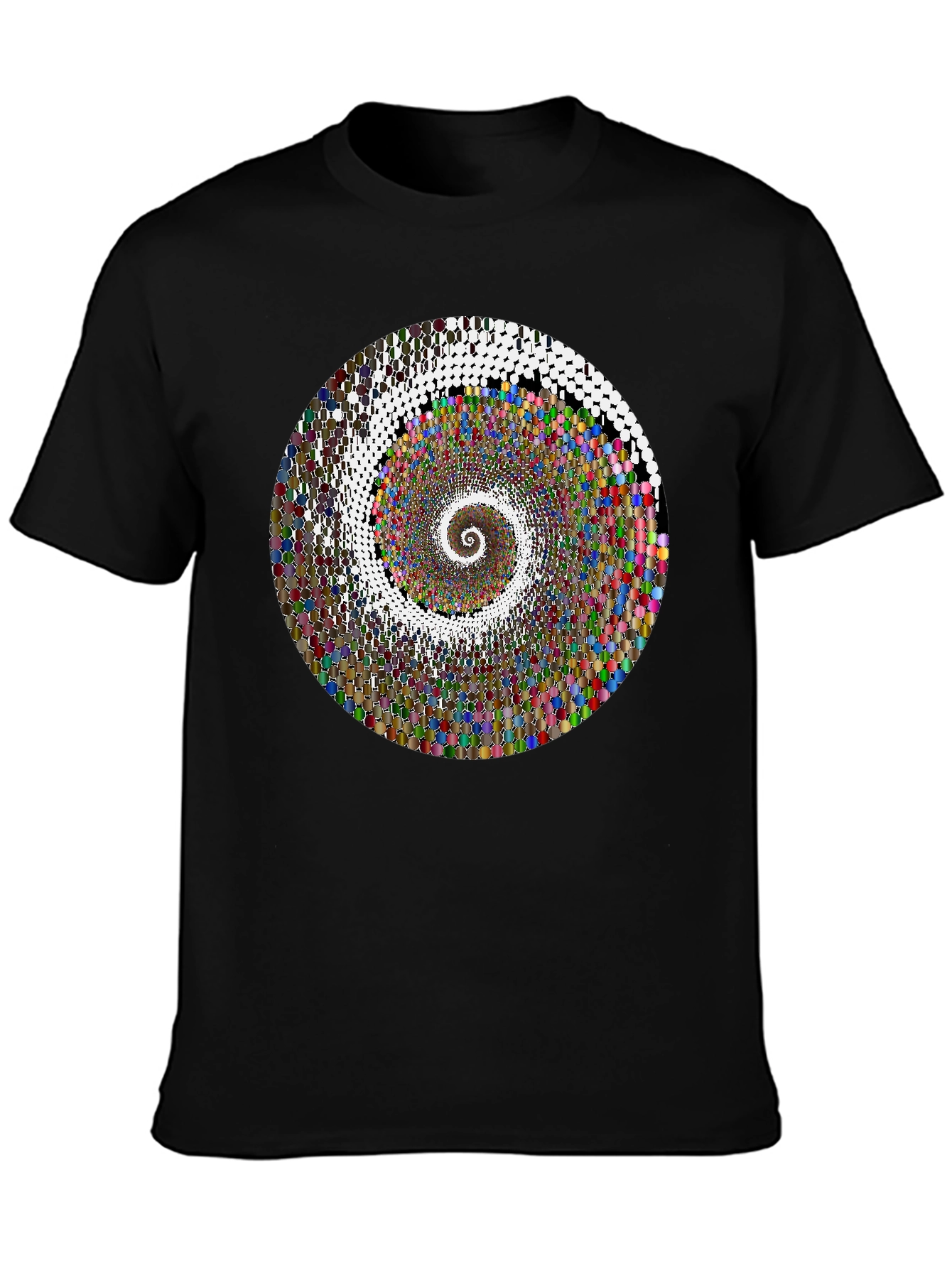 Hypnotic Spiral Graphic T-Shirt - Black Crew Neck Tee