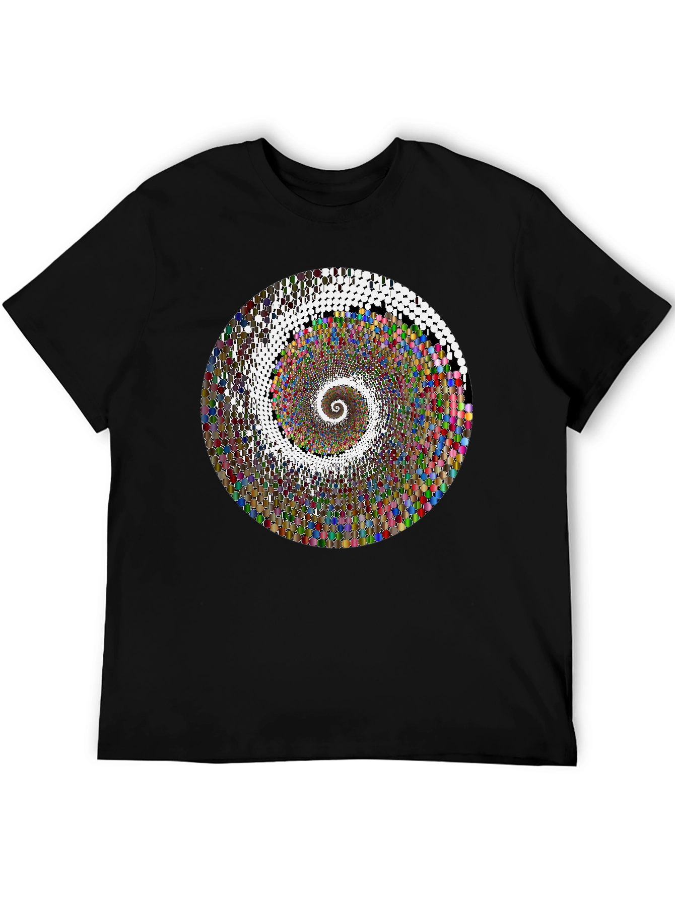 Hypnotic Spiral Graphic T-Shirt - Black Crew Neck Tee