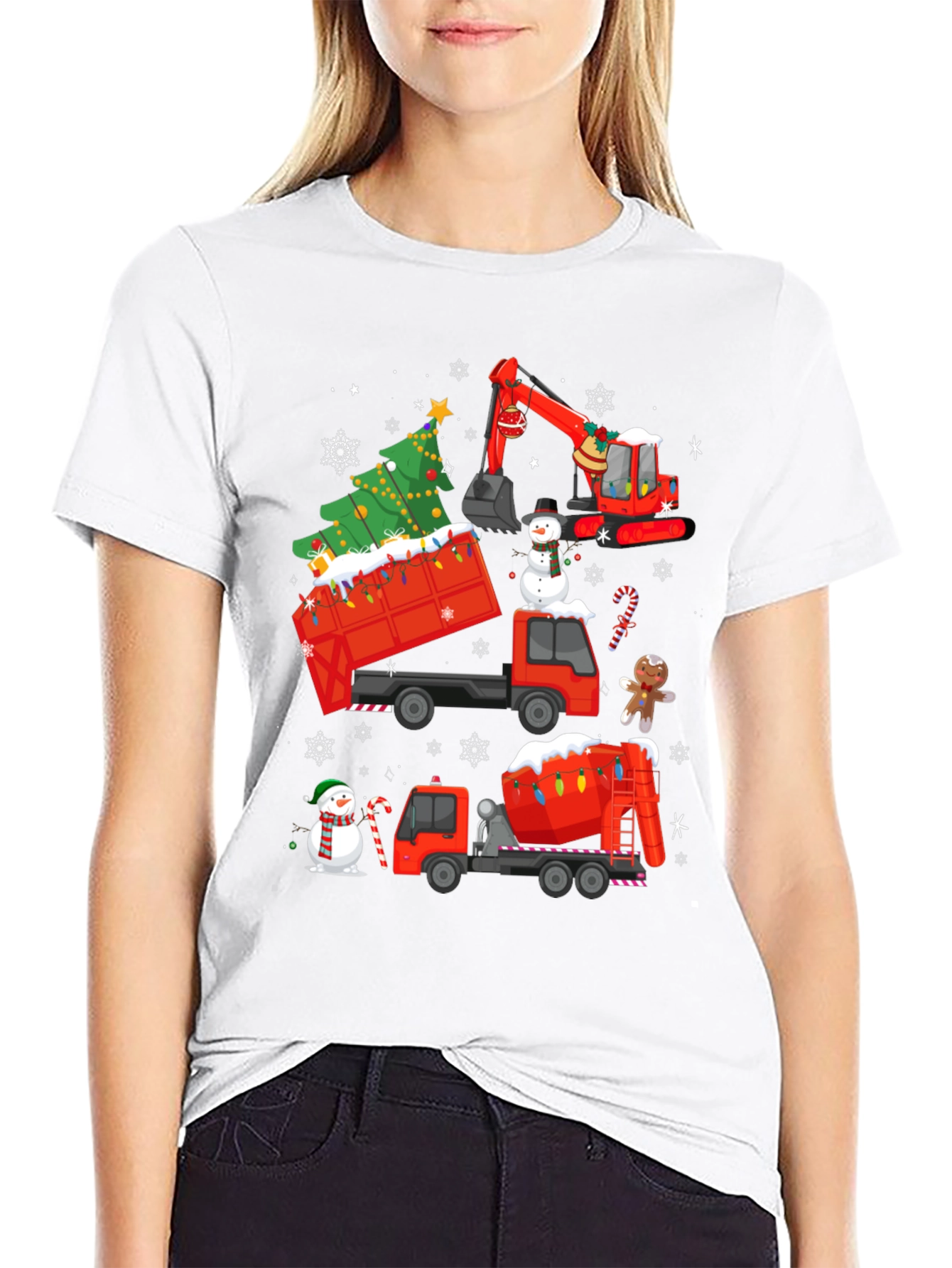 Christmas Construction Trucks T-Shirt