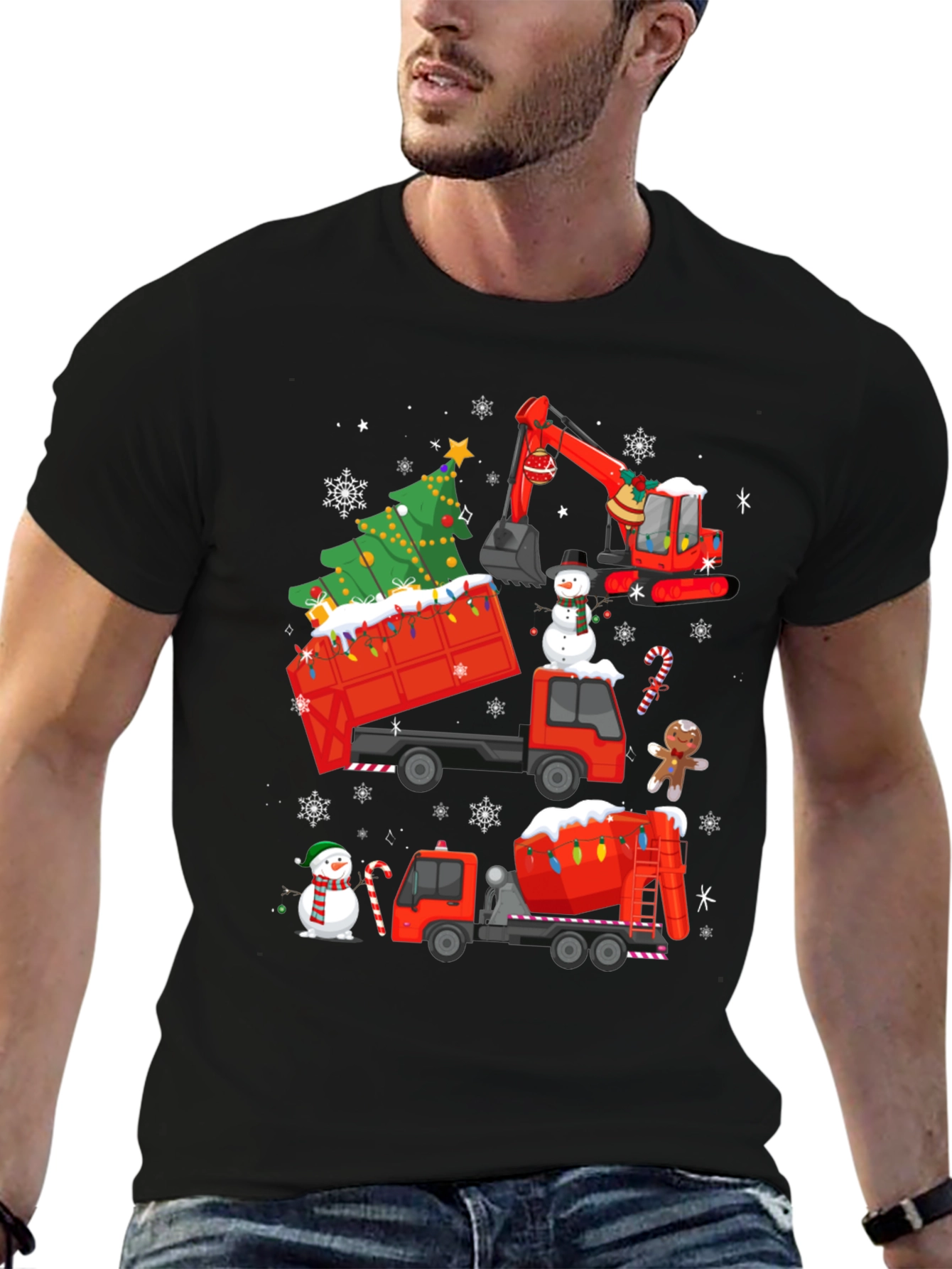 Christmas Construction Trucks T-Shirt