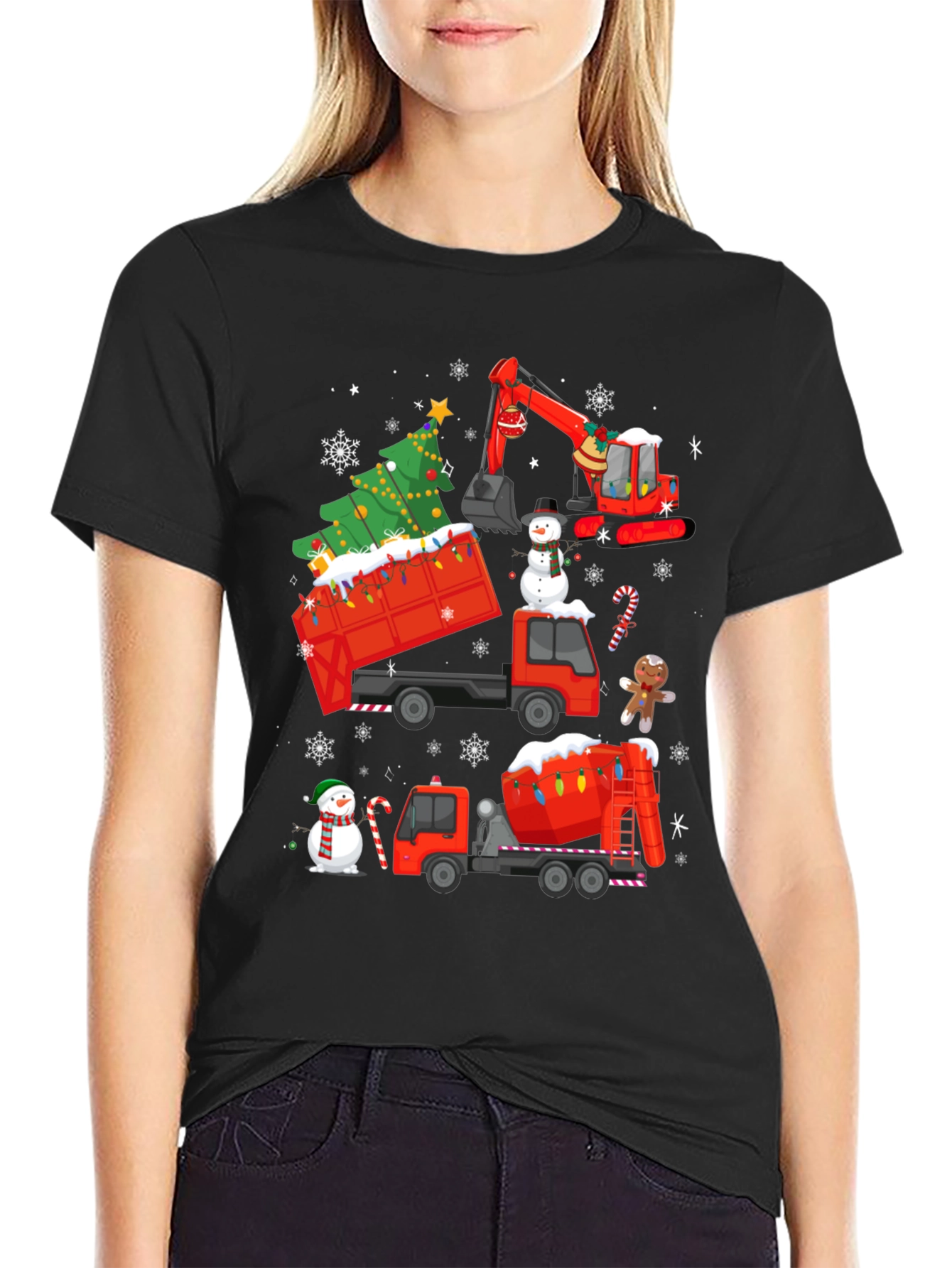 Christmas Construction Trucks T-Shirt
