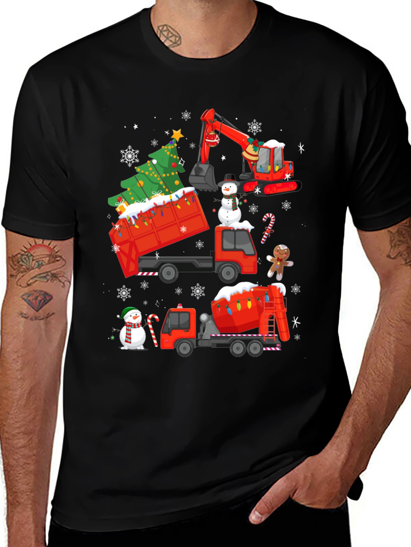 Christmas Construction Trucks T-Shirt