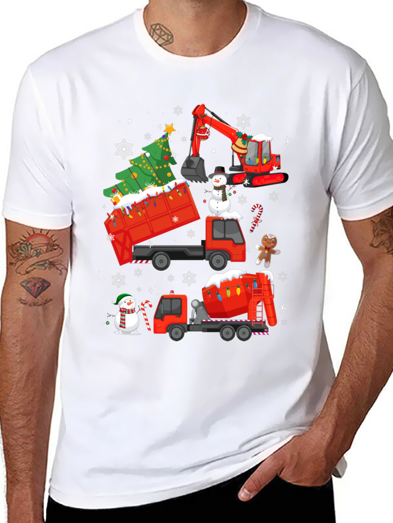 Christmas Construction Trucks T-Shirt