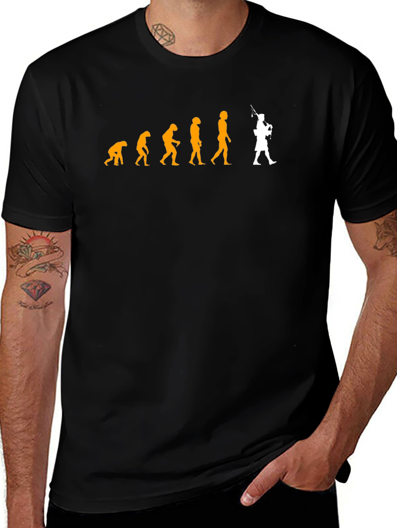 Evolution of Man Bagpipe T-Shirt