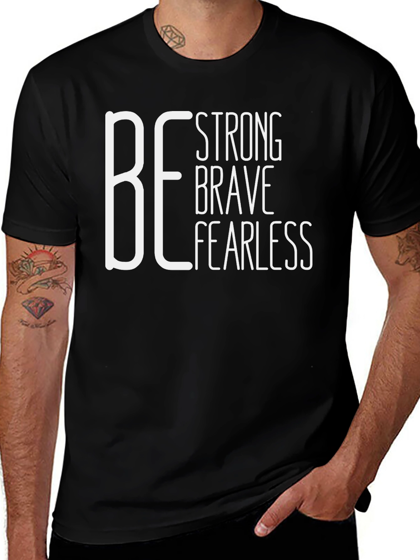 Be Strong Brave Fearless Black Graphic Tee