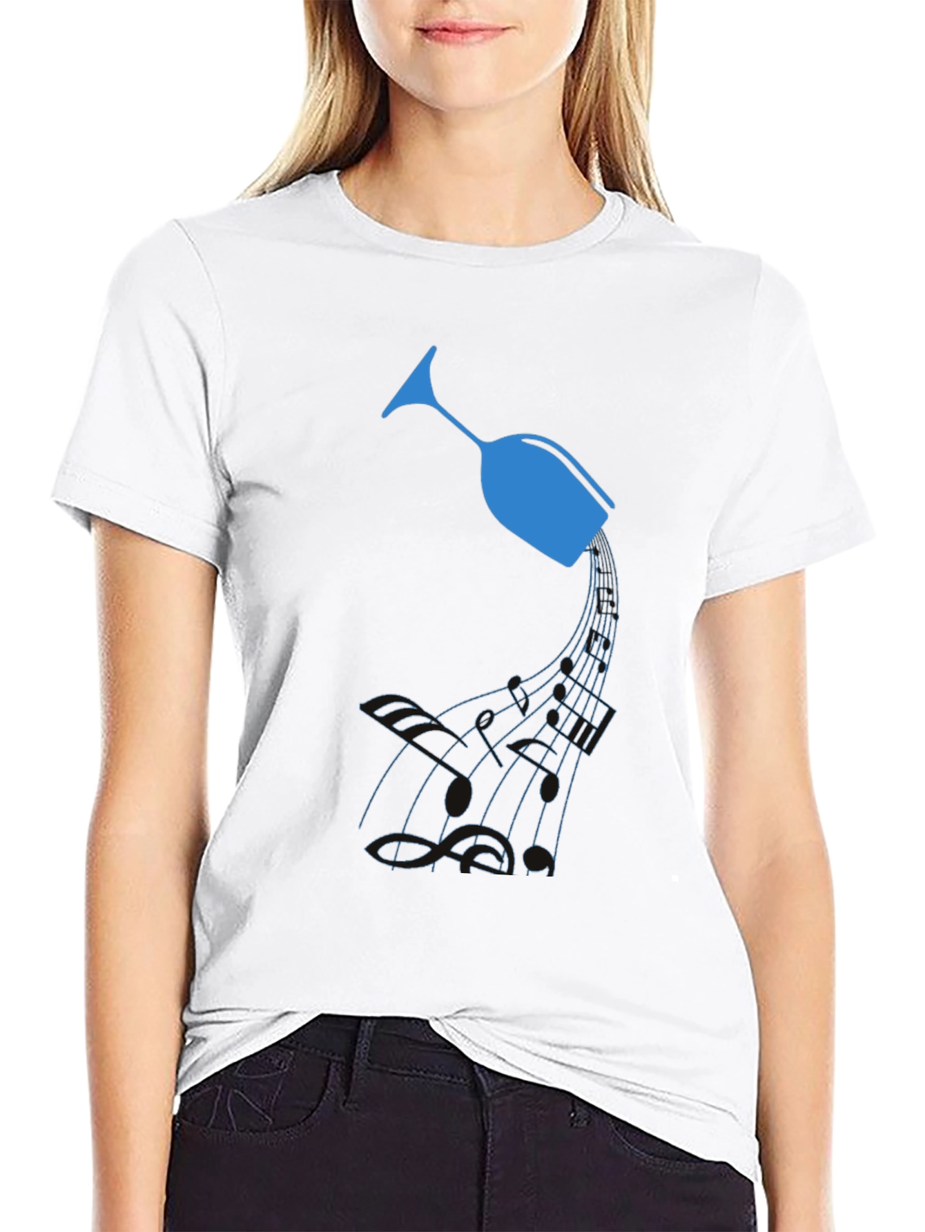Wine Glass Graphic T-Shirt - Unique Music Design