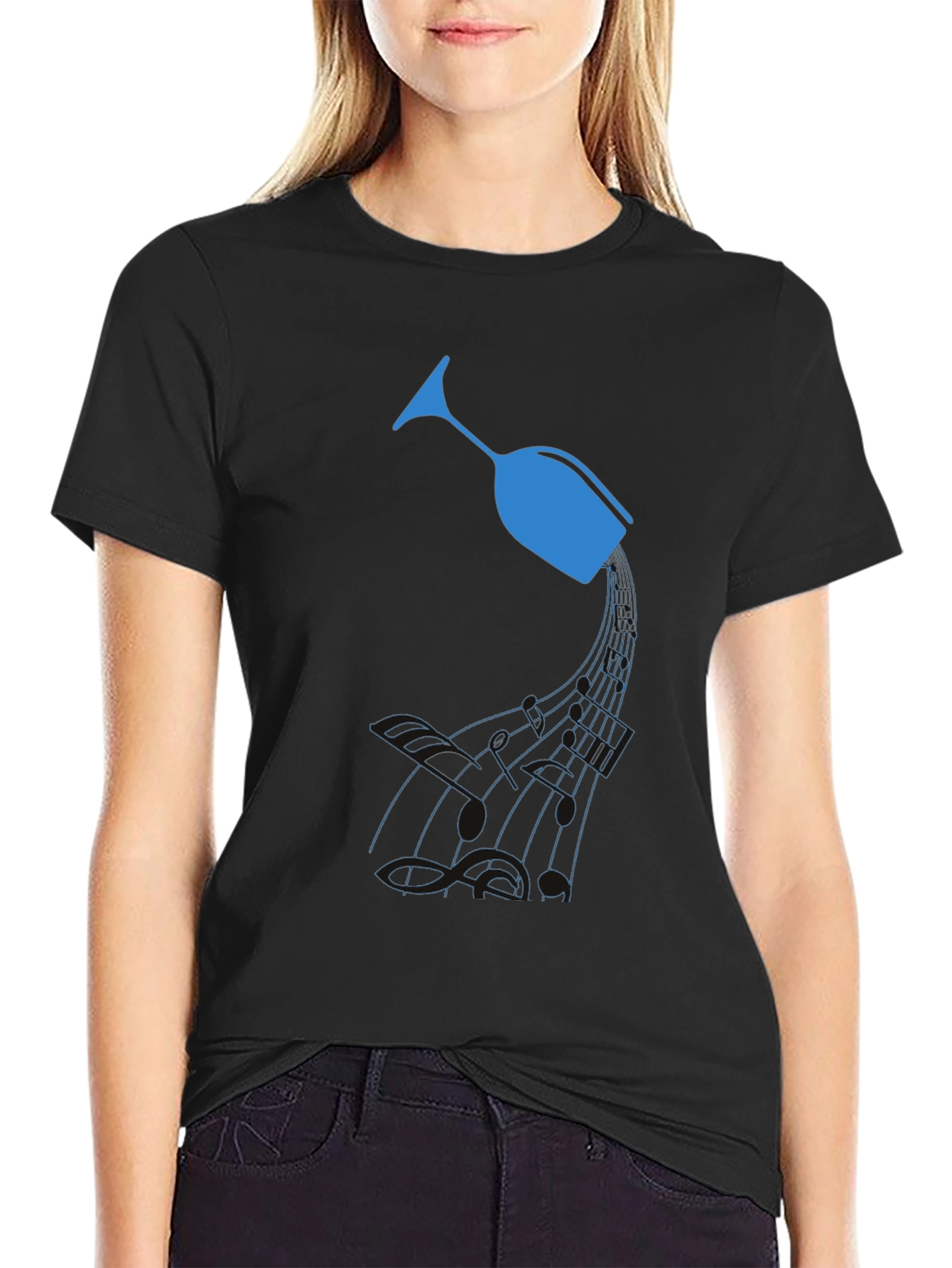 Wine Glass Graphic T-Shirt - Unique Music Design