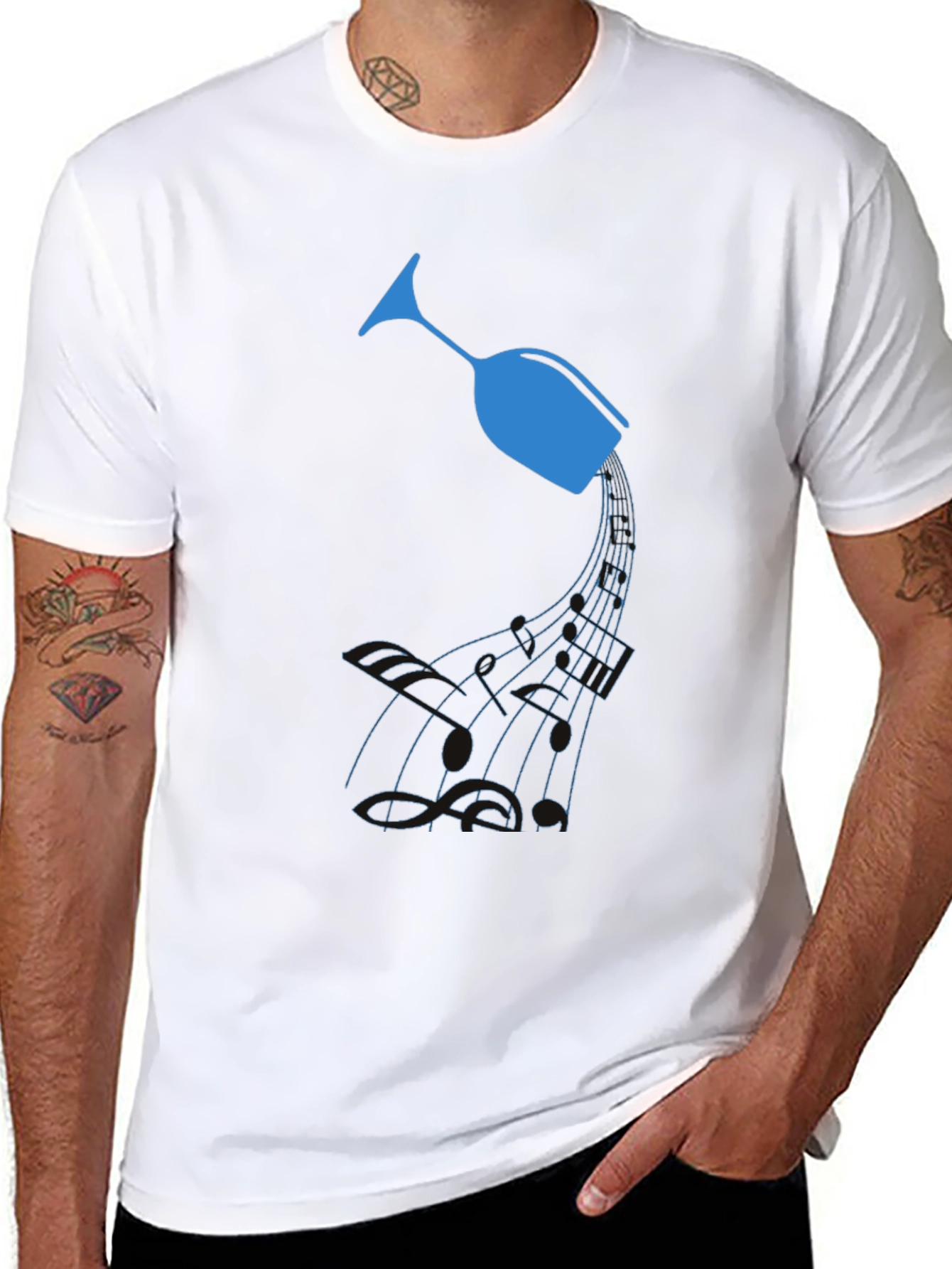 Wine Glass Graphic T-Shirt - Unique Music Design