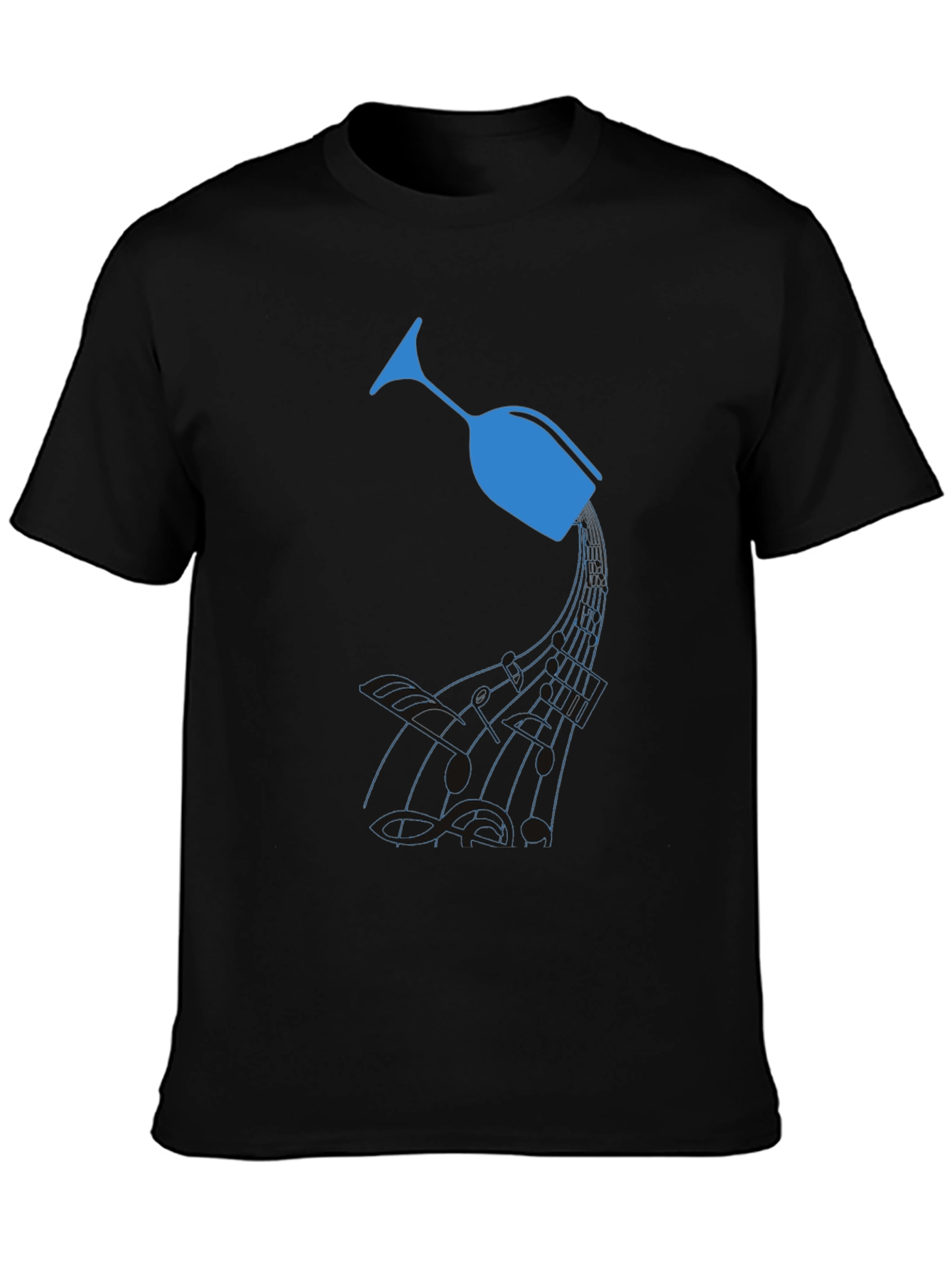 Wine Glass Graphic T-Shirt - Unique Music Design