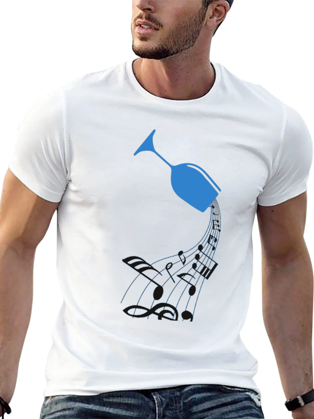 Wine Glass Graphic T-Shirt - Unique Music Design