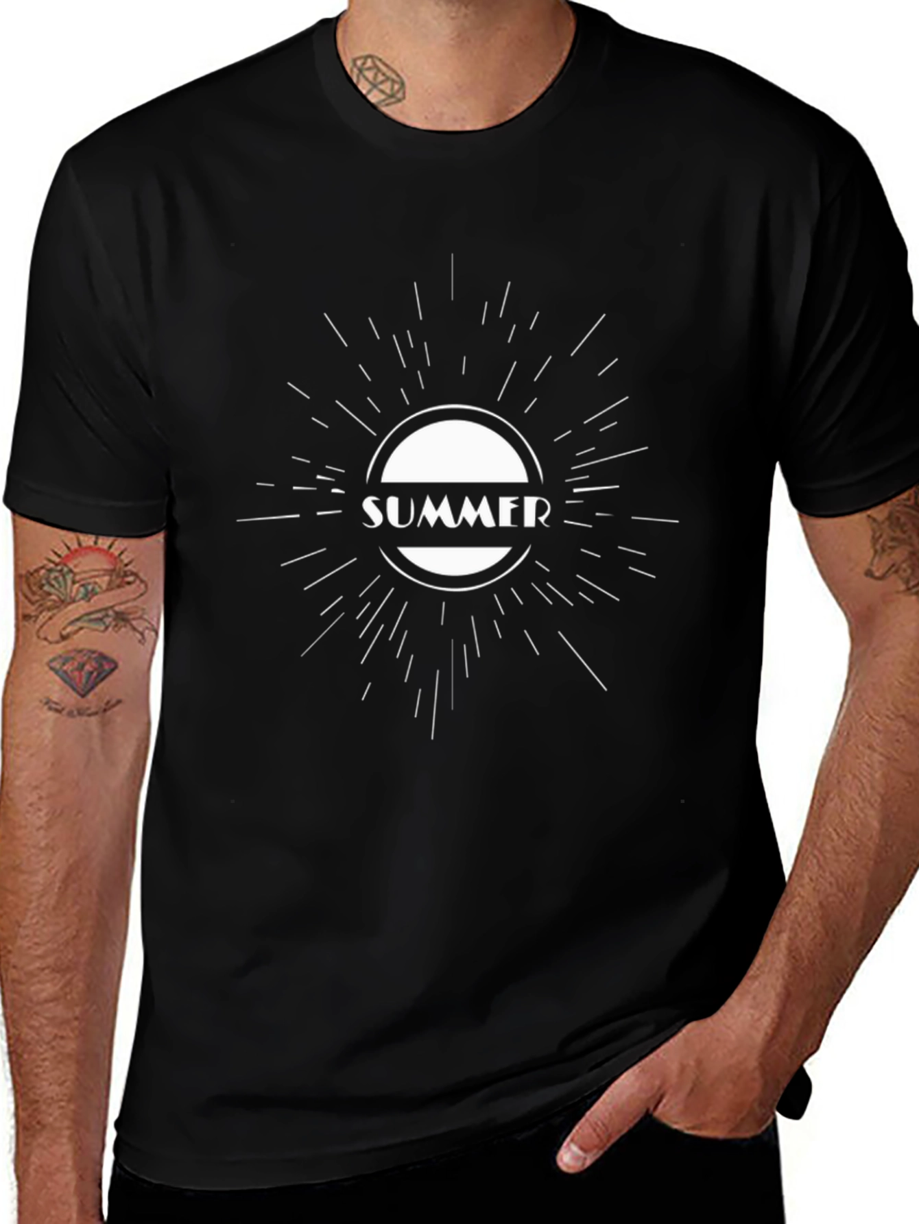 Summer Graphic Tee - Black Cotton T-Shirt