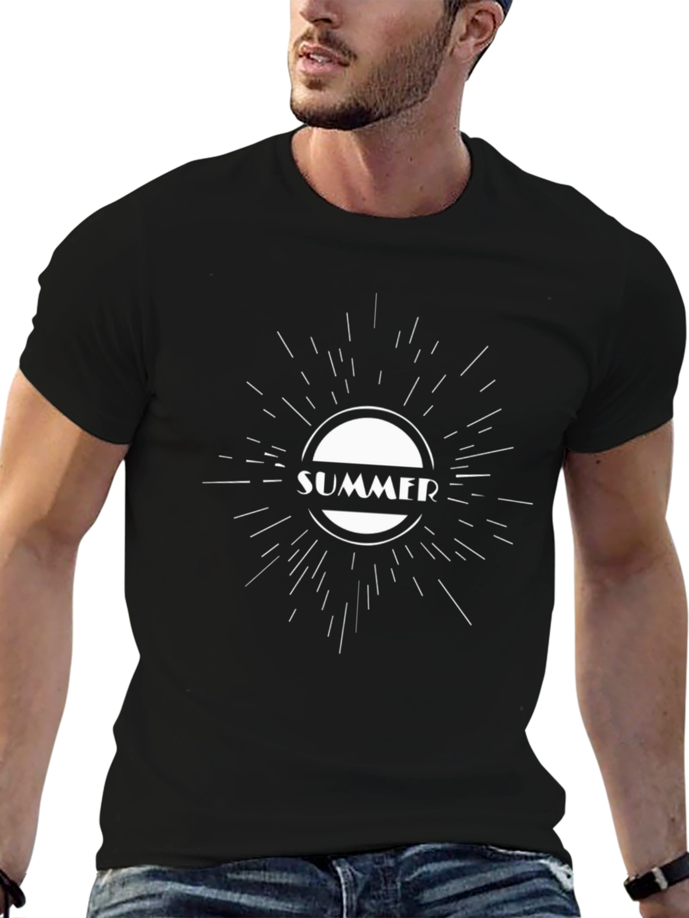 Summer Graphic Tee - Black Cotton T-Shirt