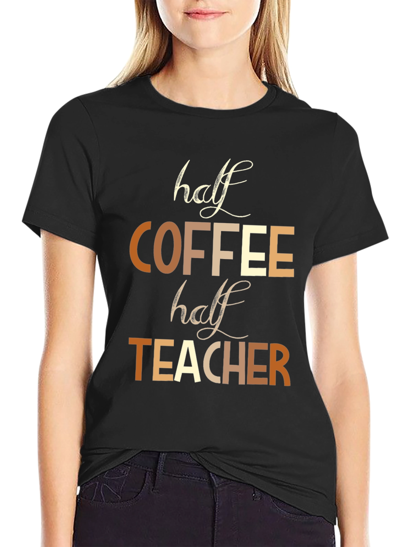 Half Coffee Half Teacher Graphic Tee