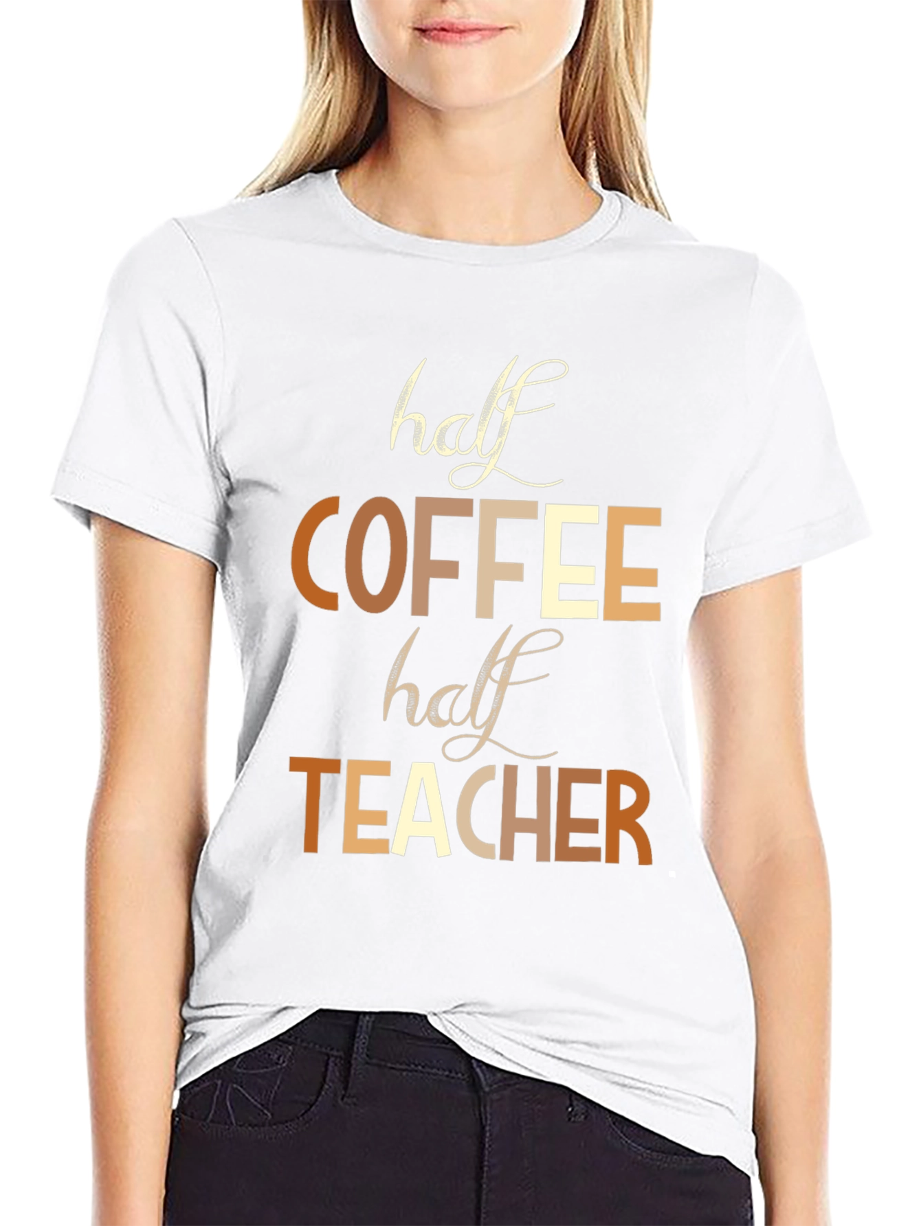 Half Coffee Half Teacher Graphic Tee