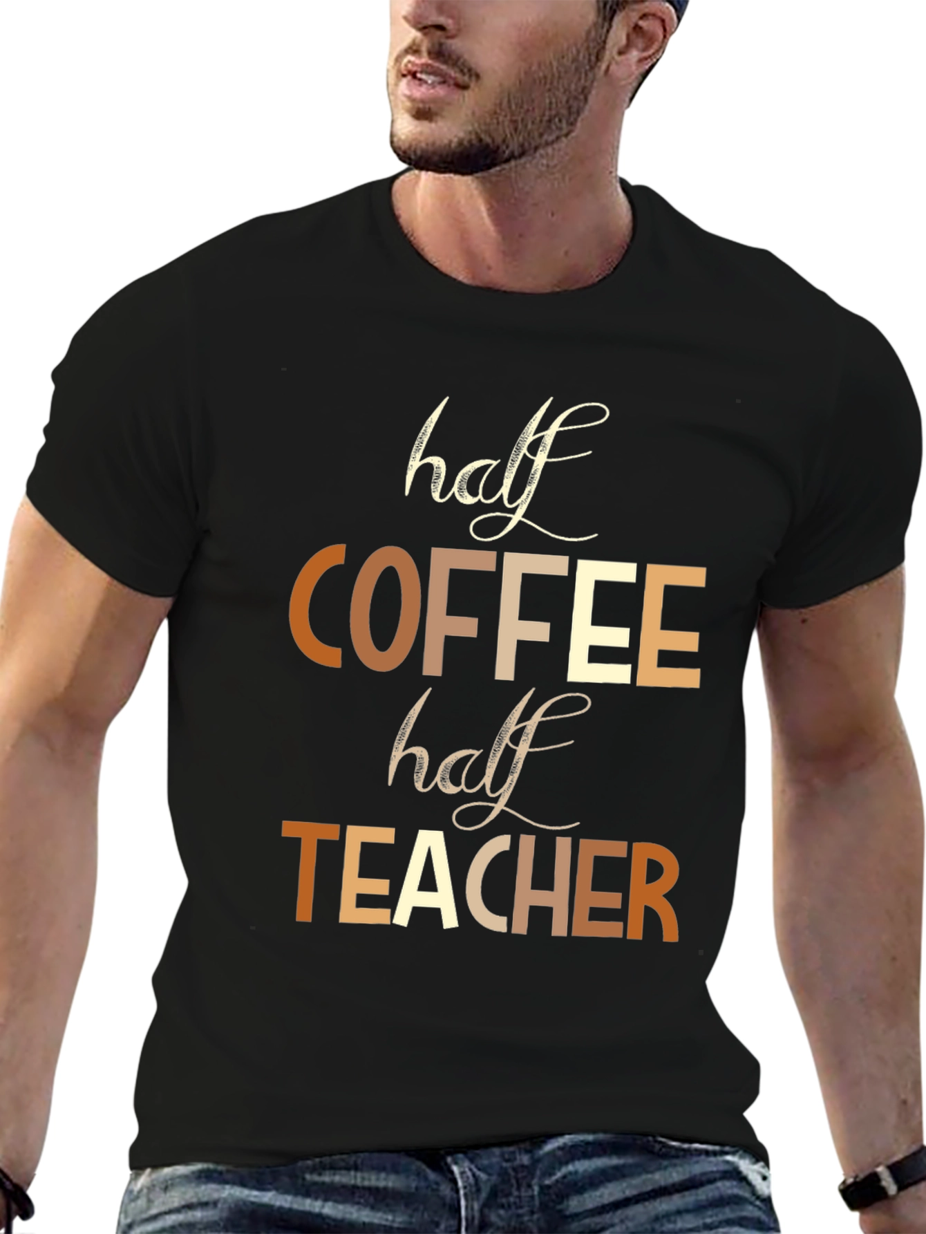 Half Coffee Half Teacher Graphic Tee