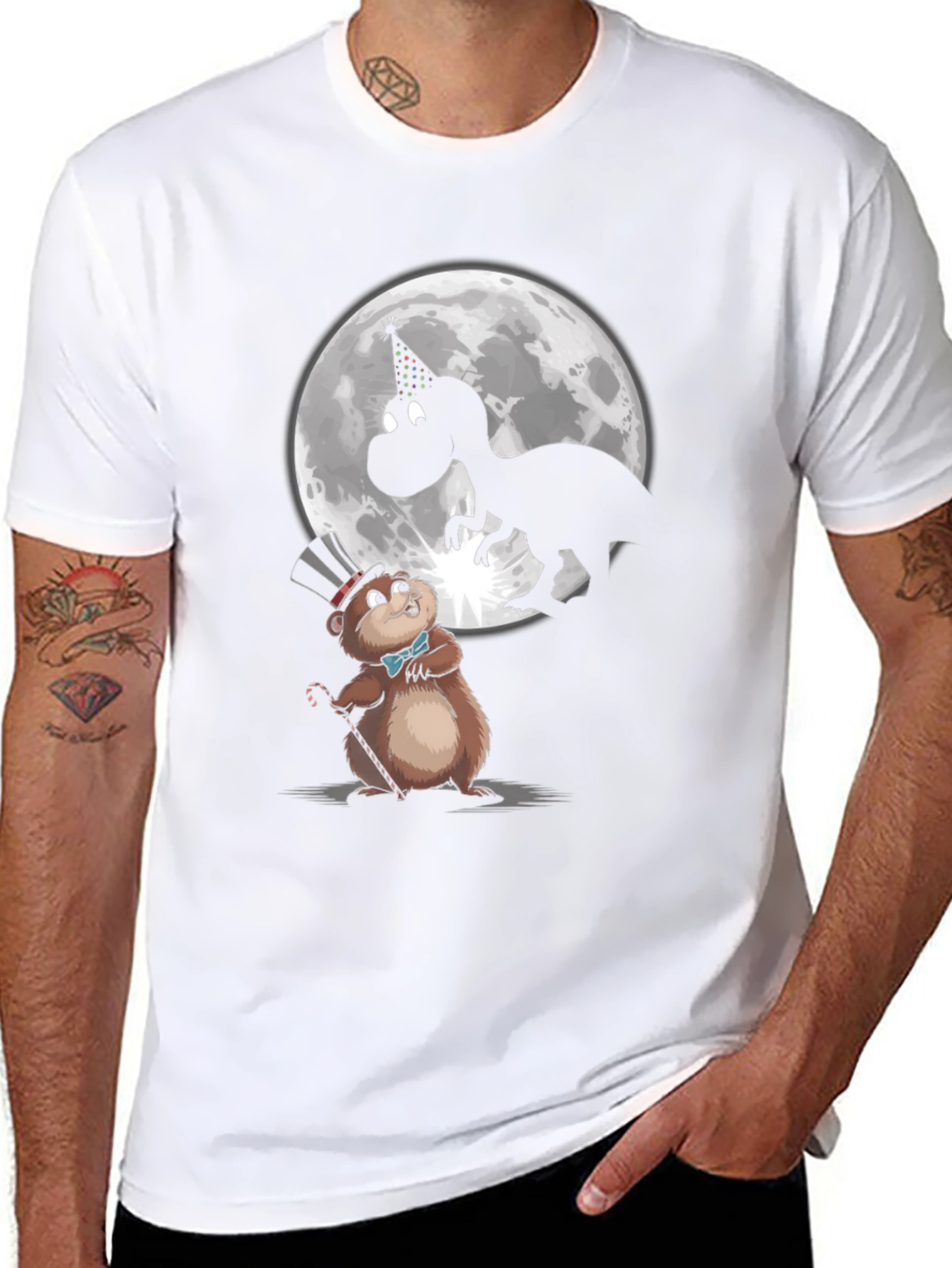 Party Animal T-Shirt: Dino & Groundhog
